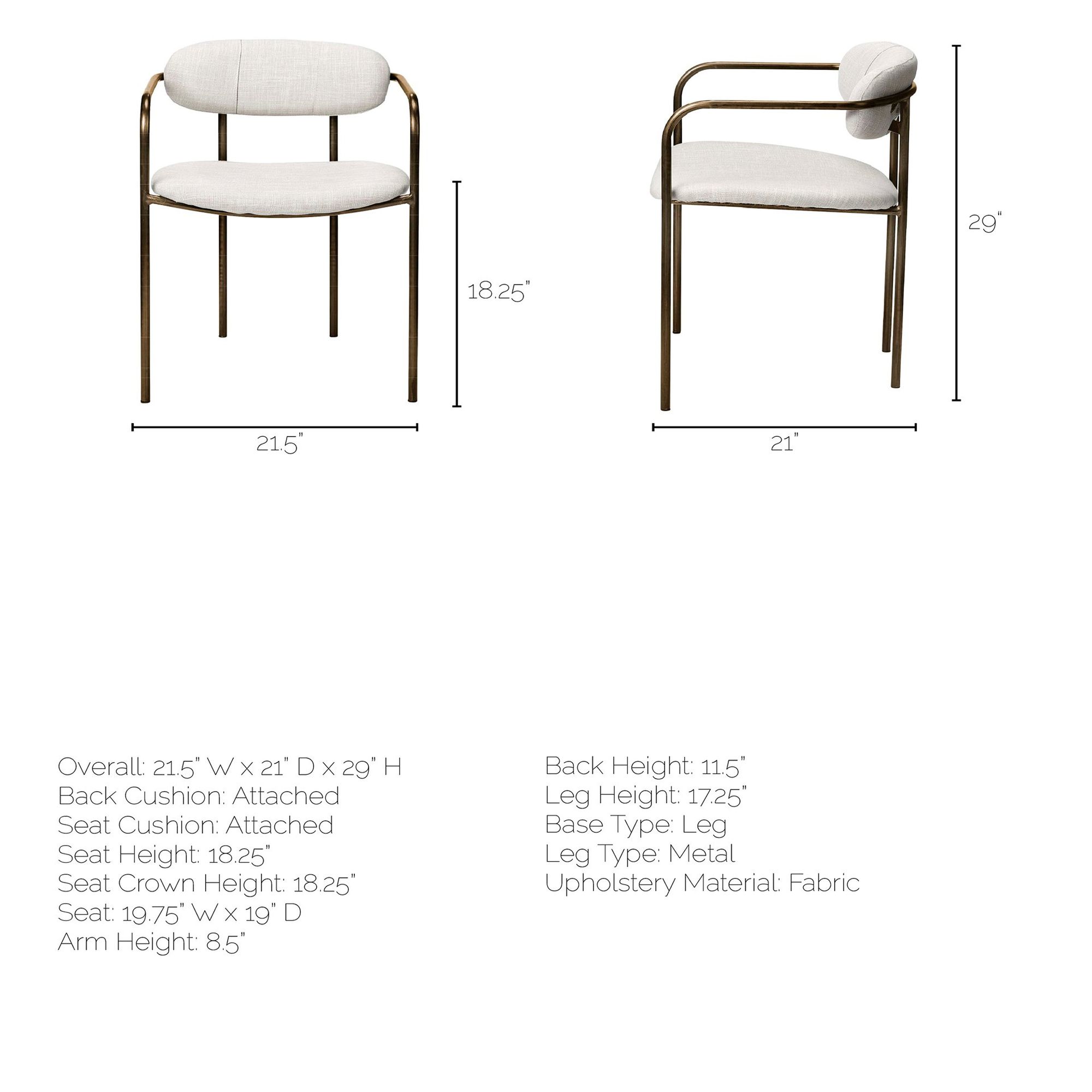 Mercana Parker Dining Chair - Cream/Gold