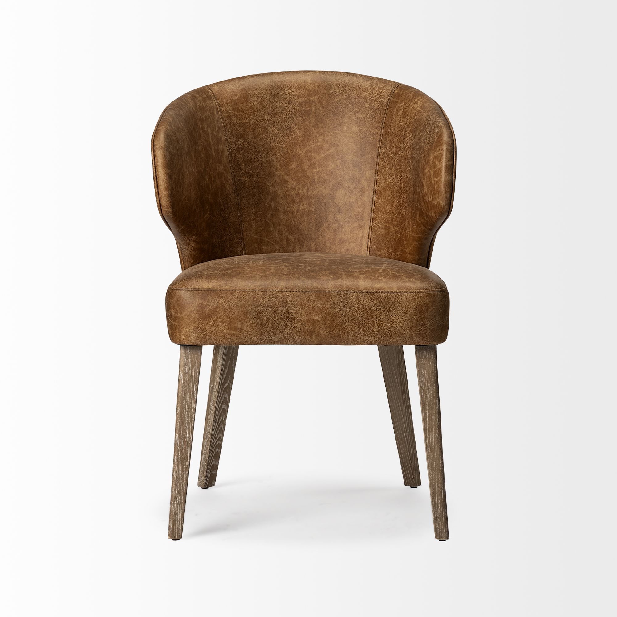 Mercana Niles Dining Chair with Brown Wooden Legs Wingback - Brown