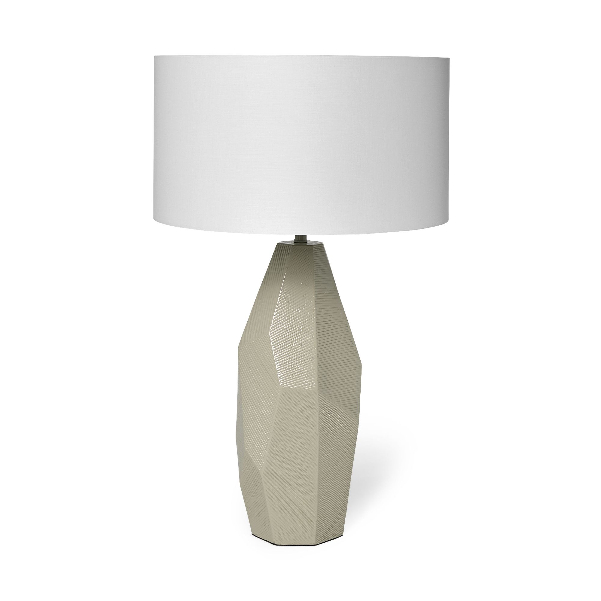 Mercana - Piven Ceramic Base White Linen Shade Table Lamp