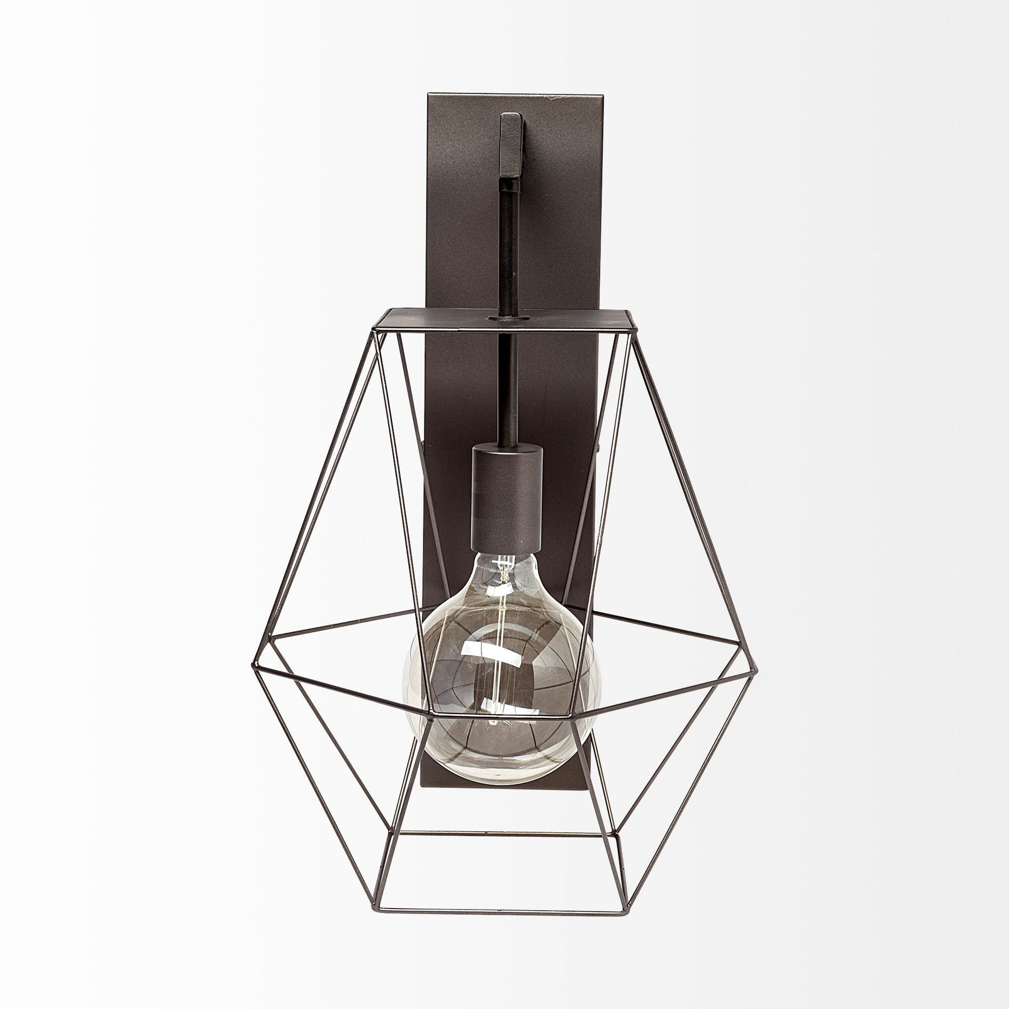 Mercana - Cordova 12x19 Gray Metal Hanging Bulb Caged Wall Sconce