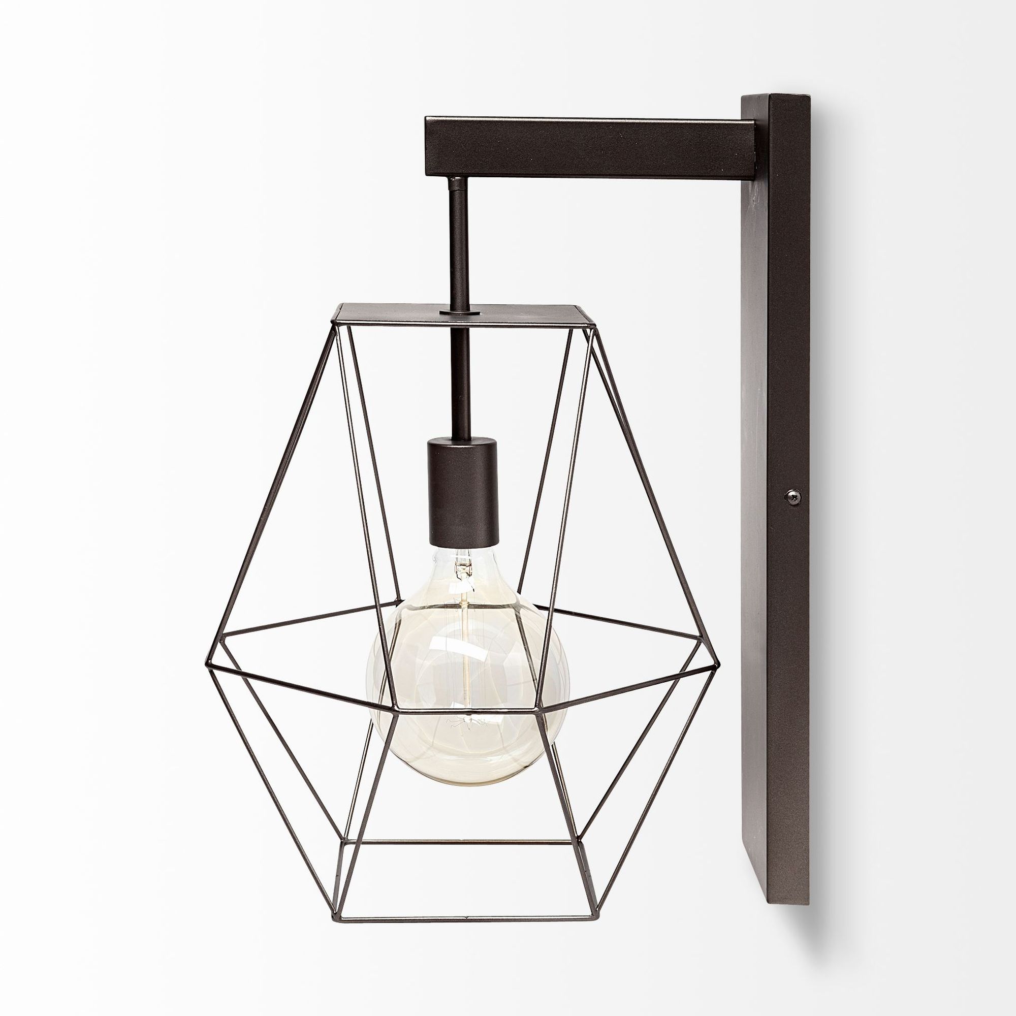 Mercana - Cordova 12x19 Gray Metal Hanging Bulb Caged Wall Sconce