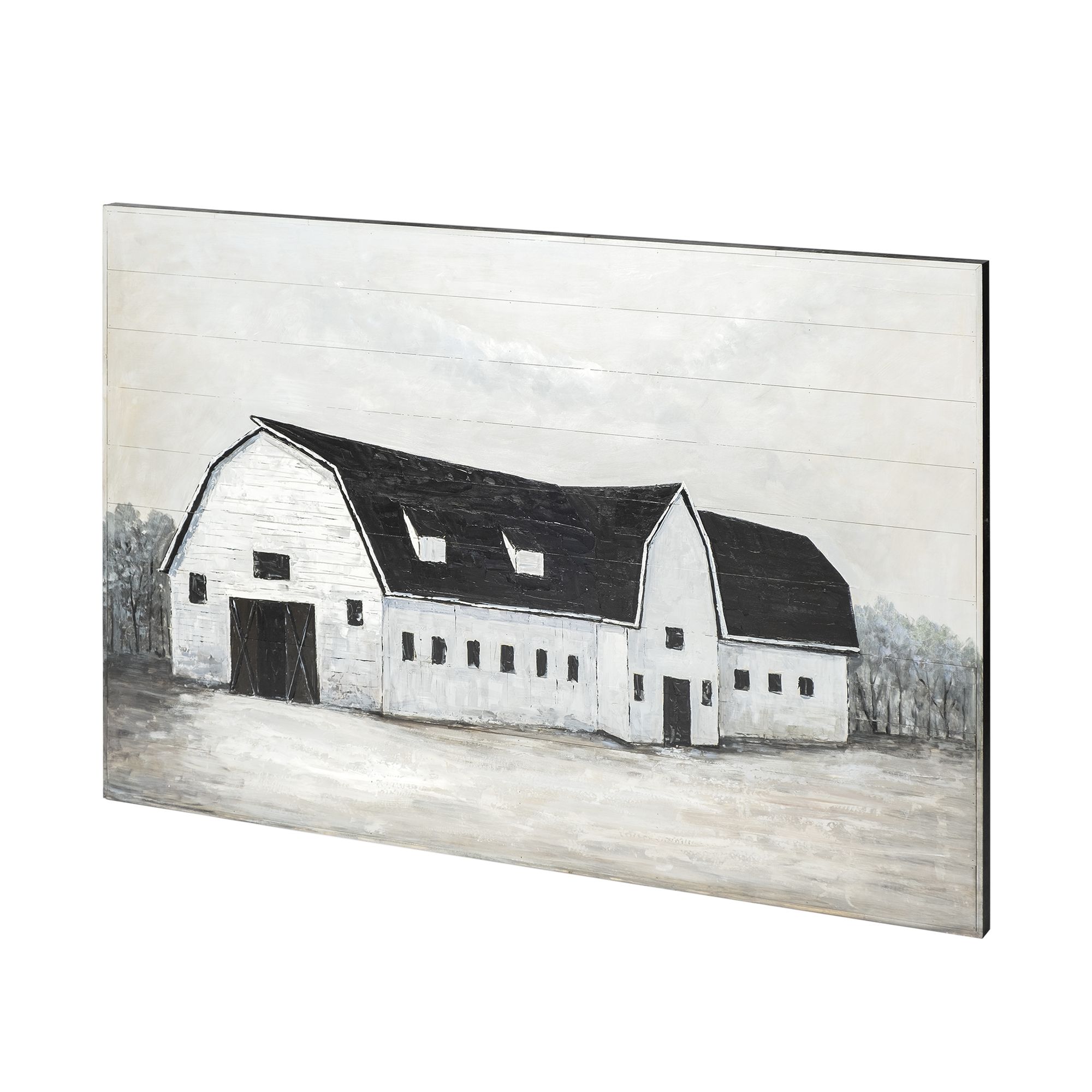 Mercana - Sawmill Creek II Farmhouse Barn Original Hand Painted on Wood Oil Painting