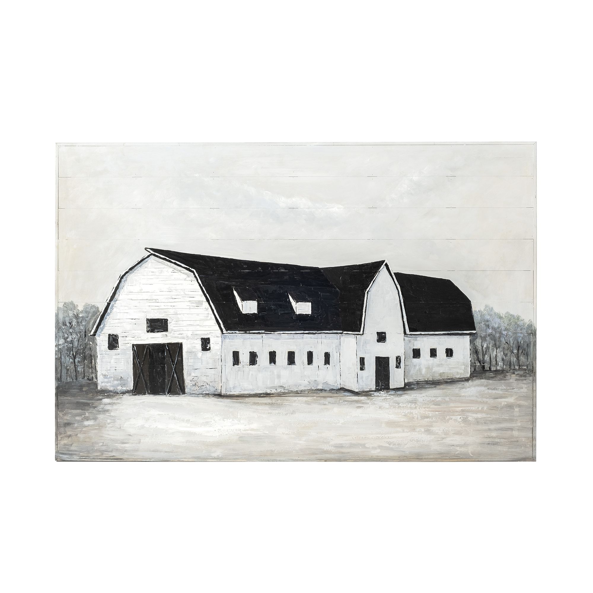 Mercana Large Sawmill Creek II Farmhouse Barn Original Hand Painted on Wood Oil Painting - Multi-Color, Wood