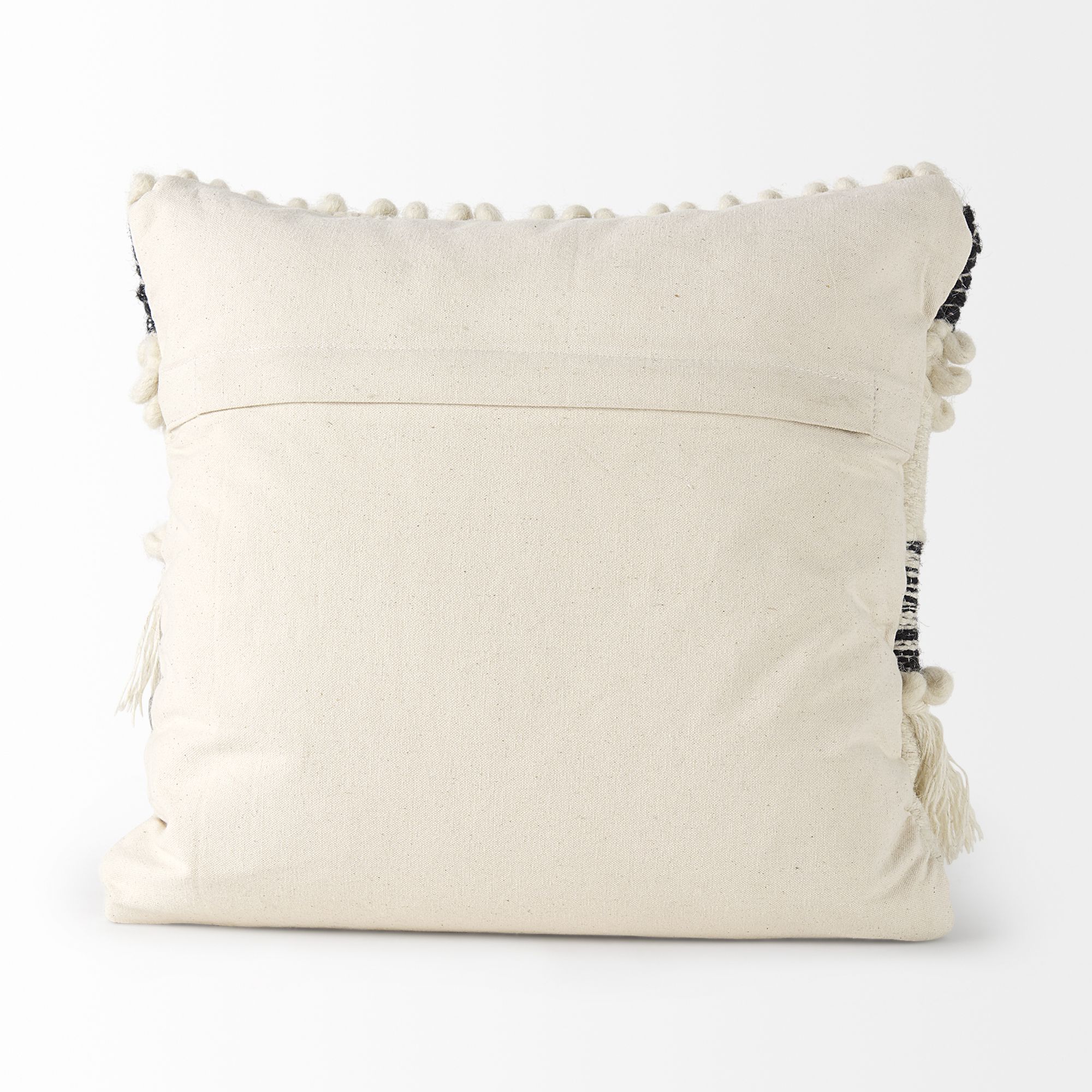 Mercana Beardell 18 x 18 Cream And Black Details With Tassels Decorative Pillow Cover