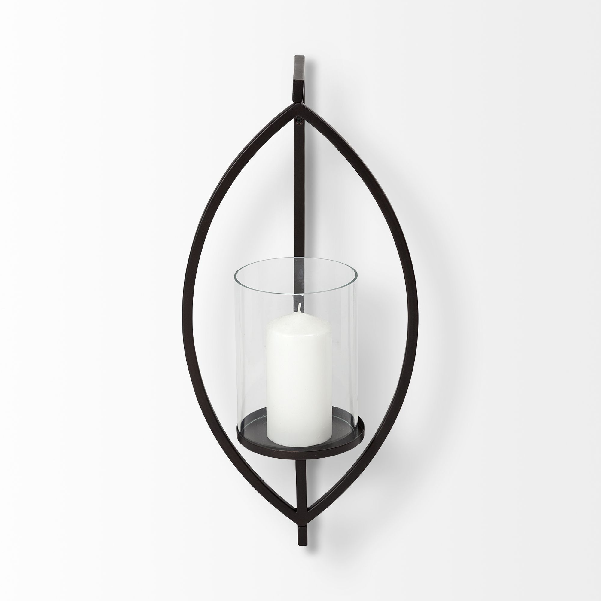 Mercana - Drax 22"H Black Metal Wall Candle Holder