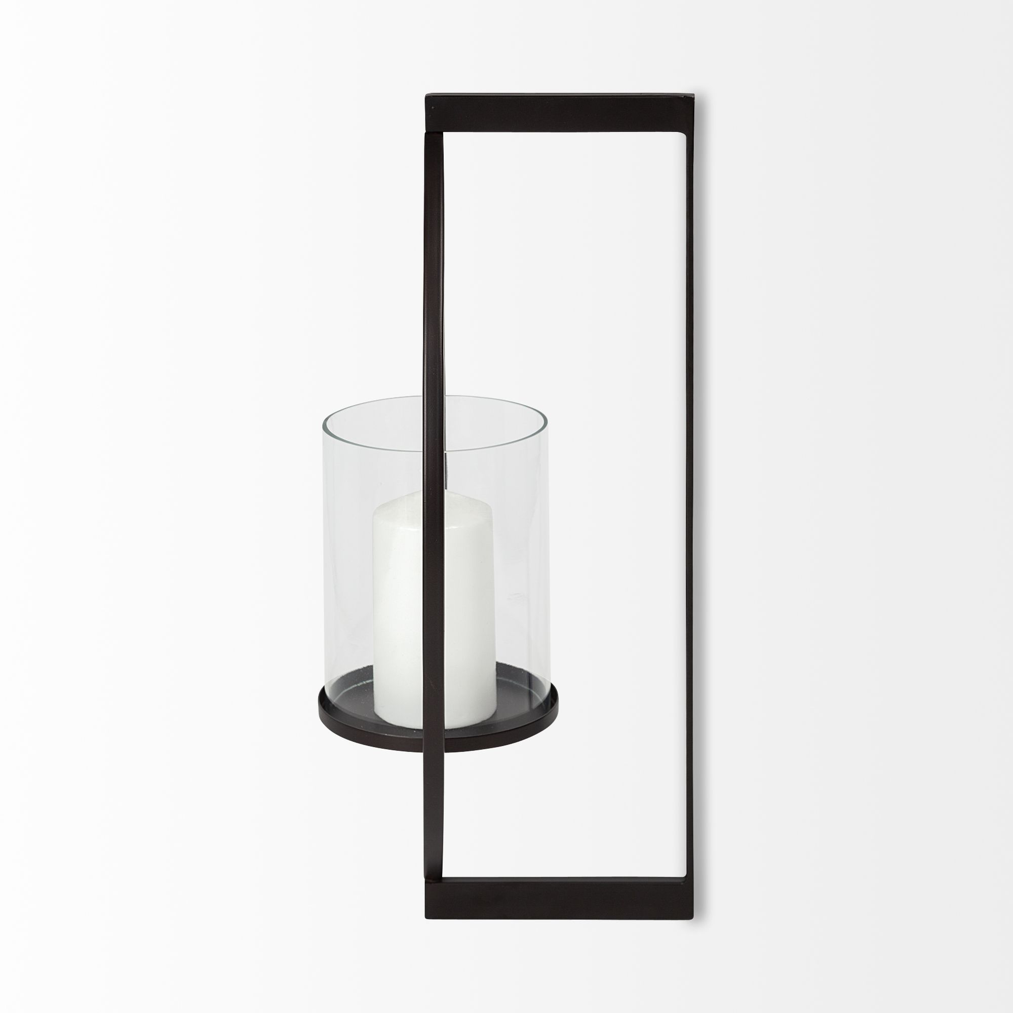 Mercana - Drax 22"H Black Metal Wall Candle Holder