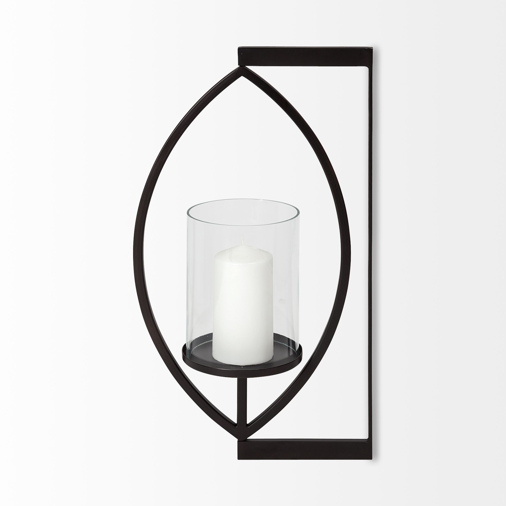 Mercana - Drax 22"H Black Metal Wall Candle Holder