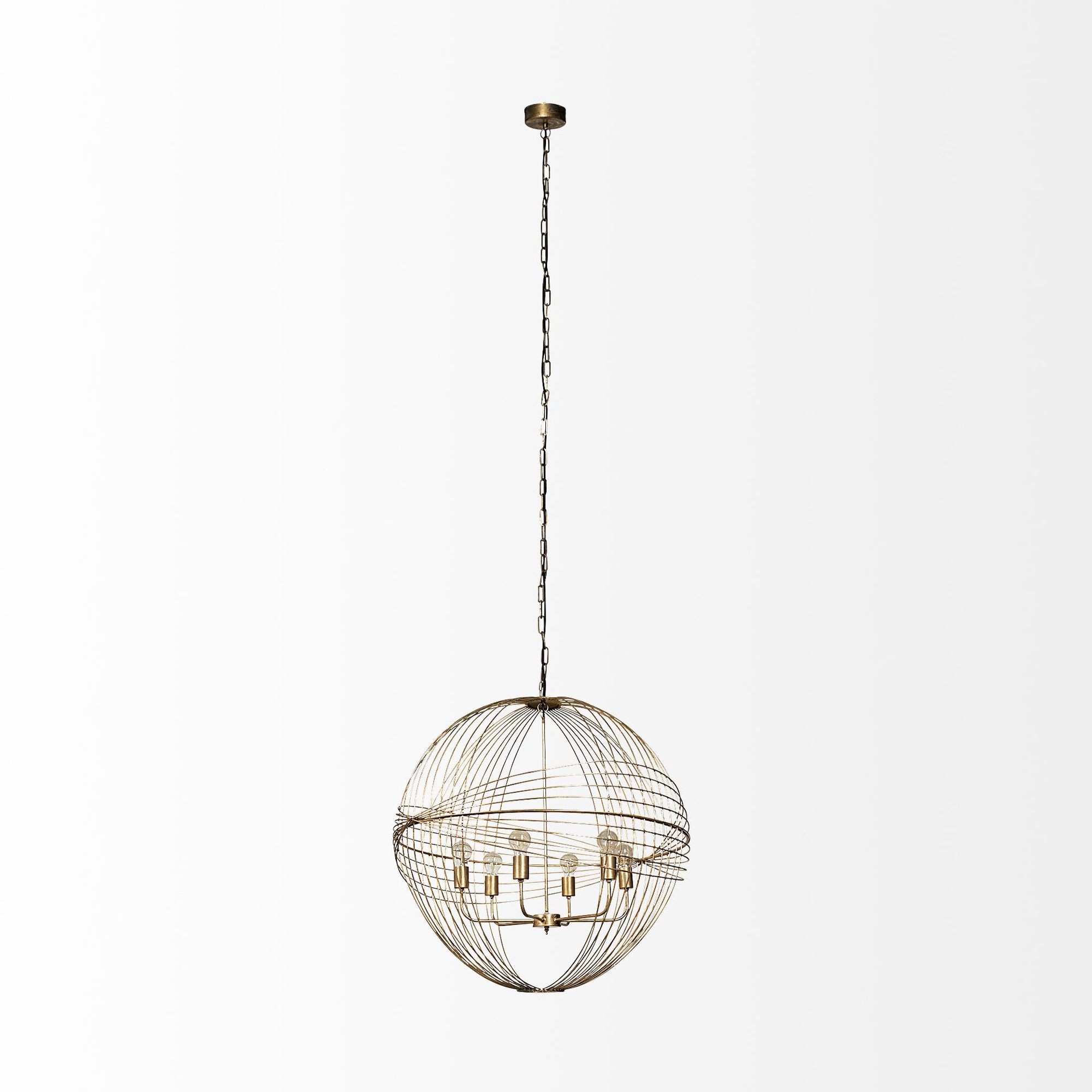 Mercana - Chiron II Gold Metal Globe Six Bulb Chandelier