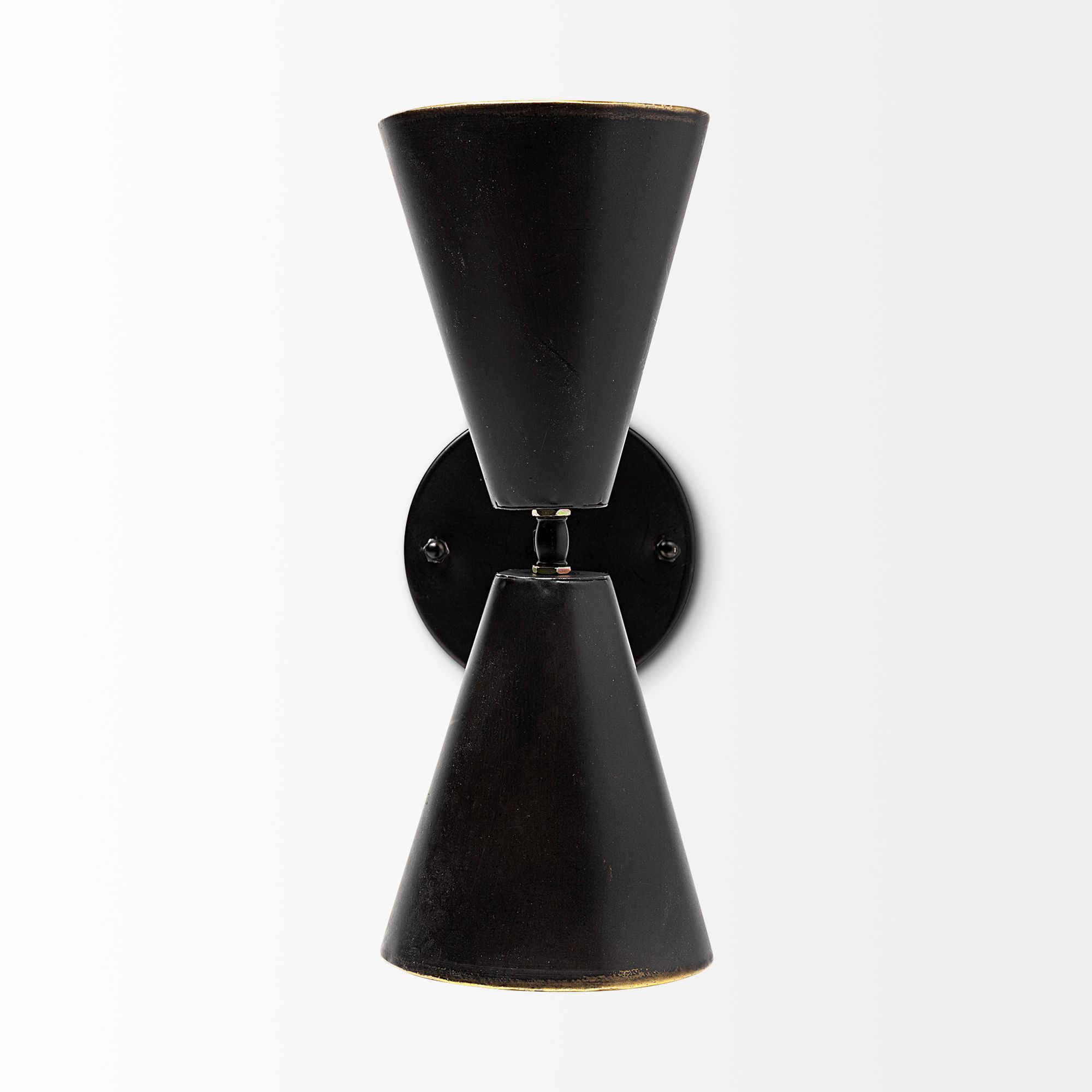 Mercana - Eris II 7.3x12.6 Black Metal with Gold Accent Double-Cone Wall Sconce