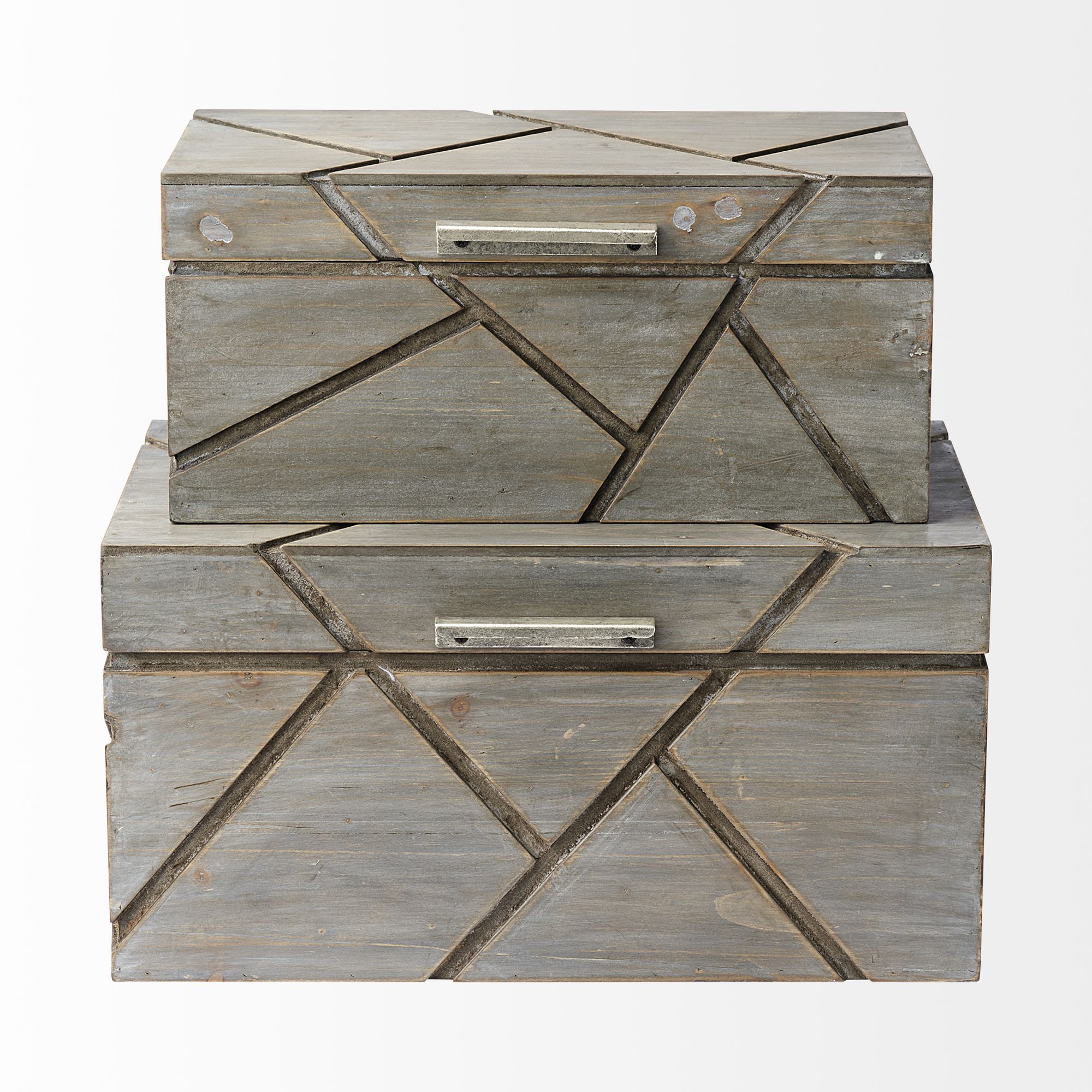 Mercana - Niobe 16L x 11W Gray Wooden Nesting Boxes (Set of 2)