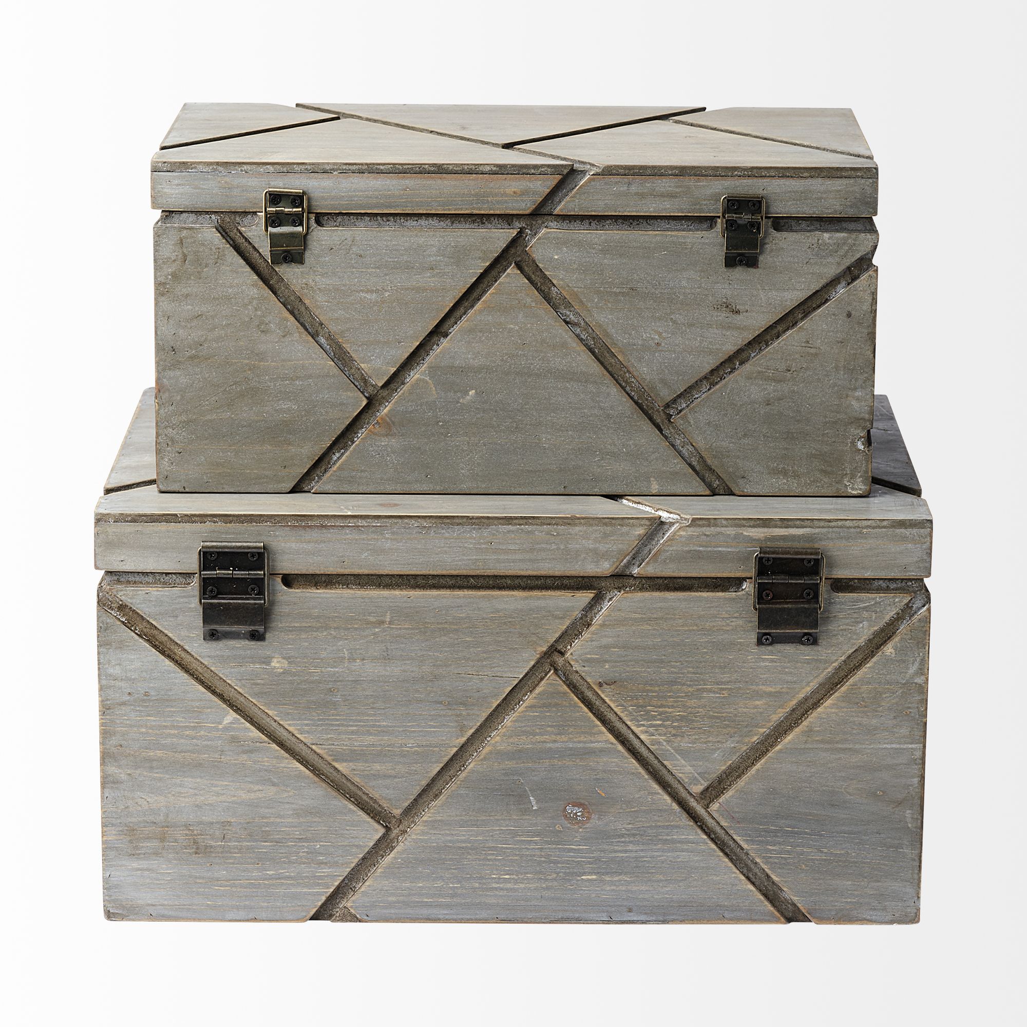 Mercana - Niobe 16L x 11W Gray Wooden Nesting Boxes (Set of 2)