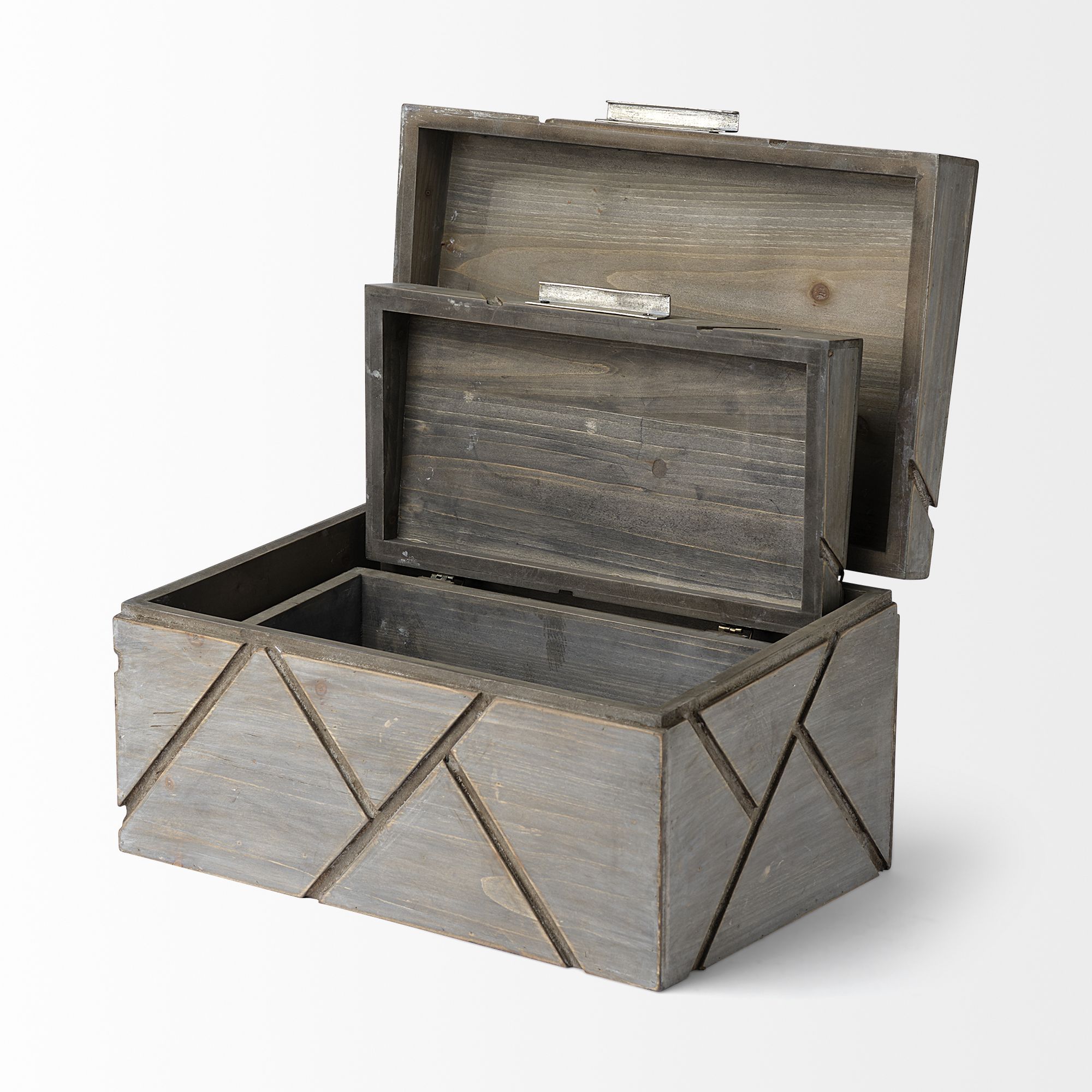 Mercana - Niobe 16L x 11W Gray Wooden Nesting Boxes (Set of 2)