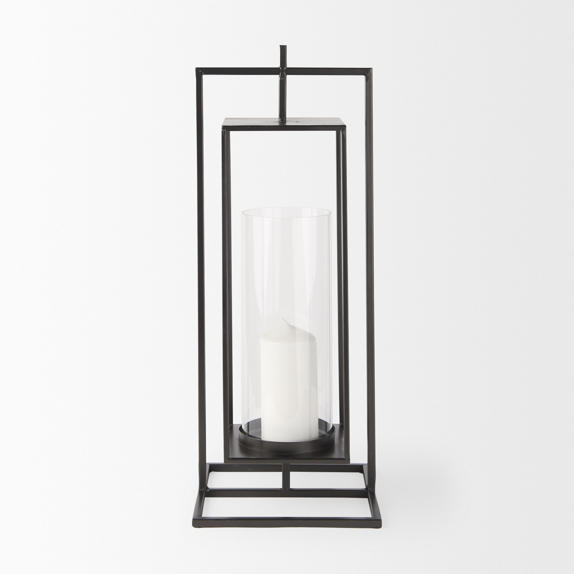 Mercana - Albus I Black Metal Rectangular Table Candle Holder