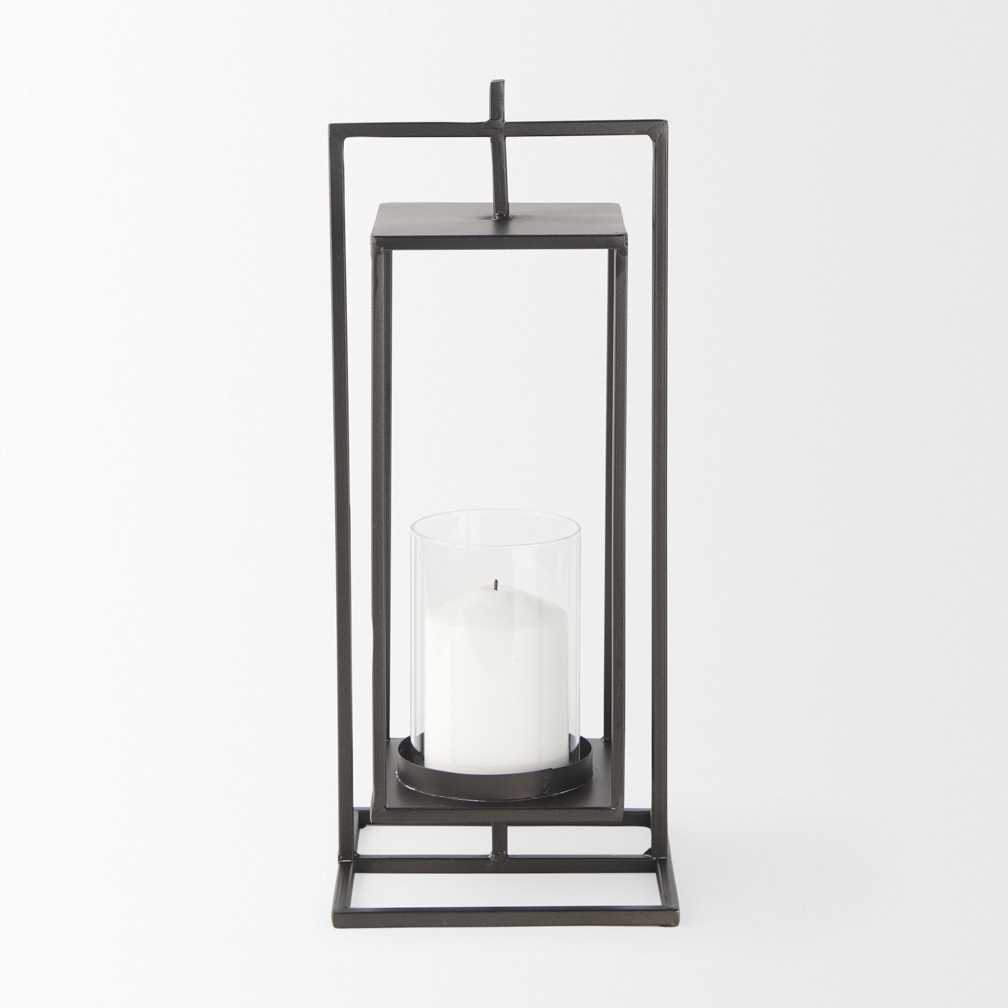 Mercana Albus II Small Black Metal Rectangular Table Candle Holder