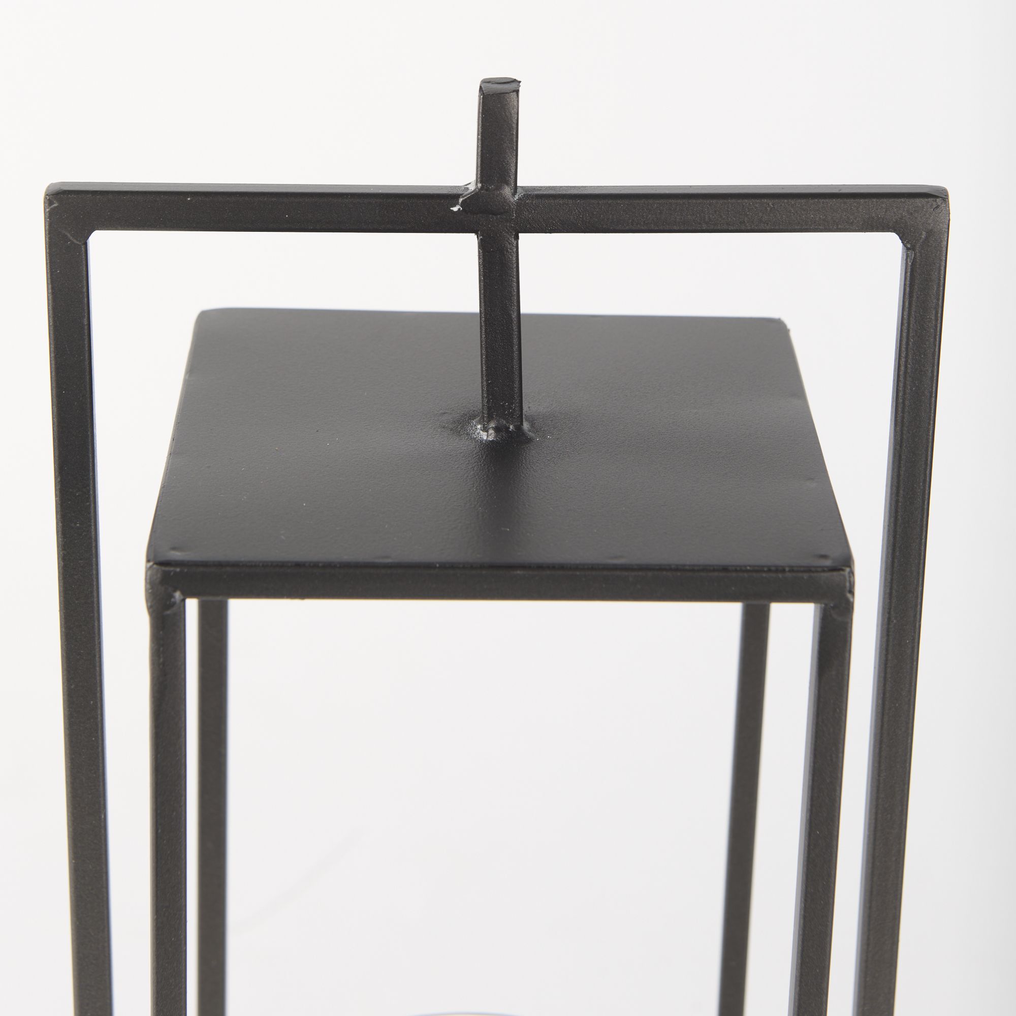 Mercana Albus II Small Black Metal Rectangular Table Candle Holder