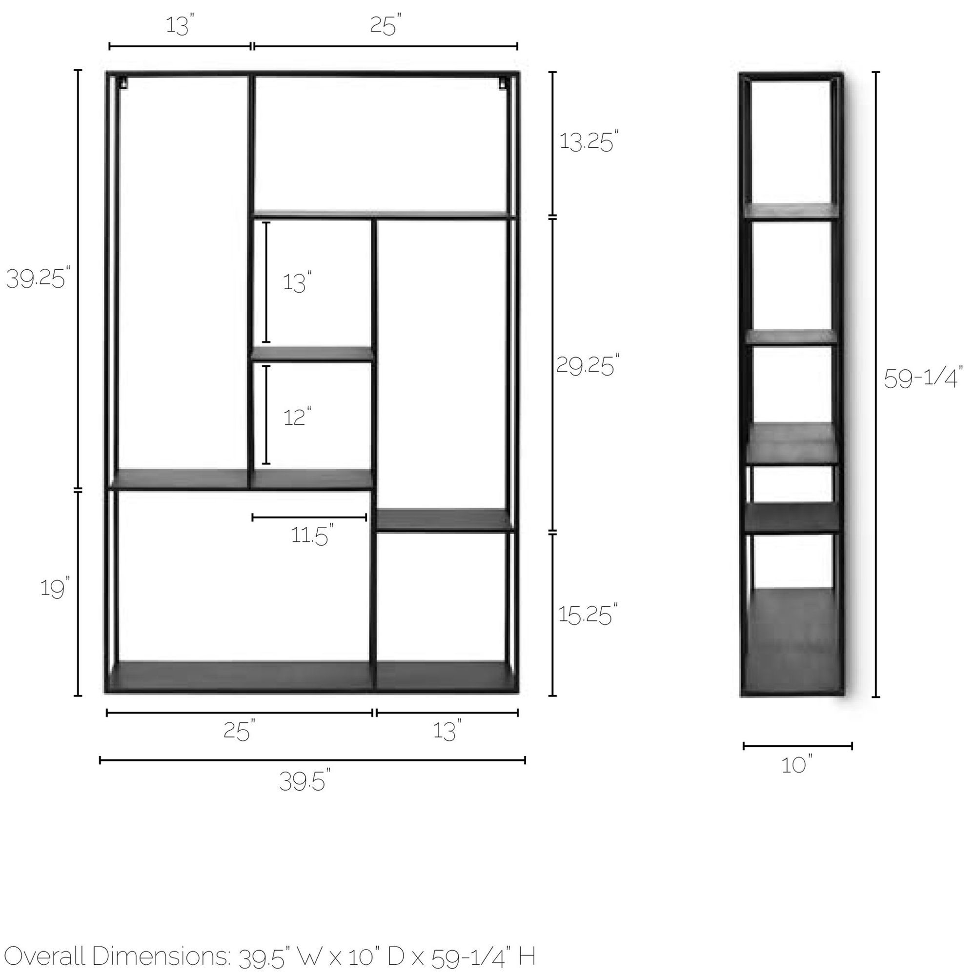 Mercana - Meridius Wall Mounted Black Multi-Level Metal Shelf