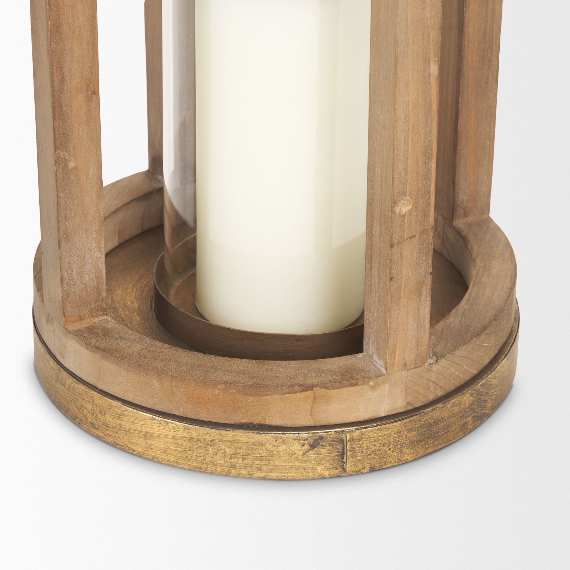 Mercana Andy Small Candle Holder Lantern - Gold, Wood