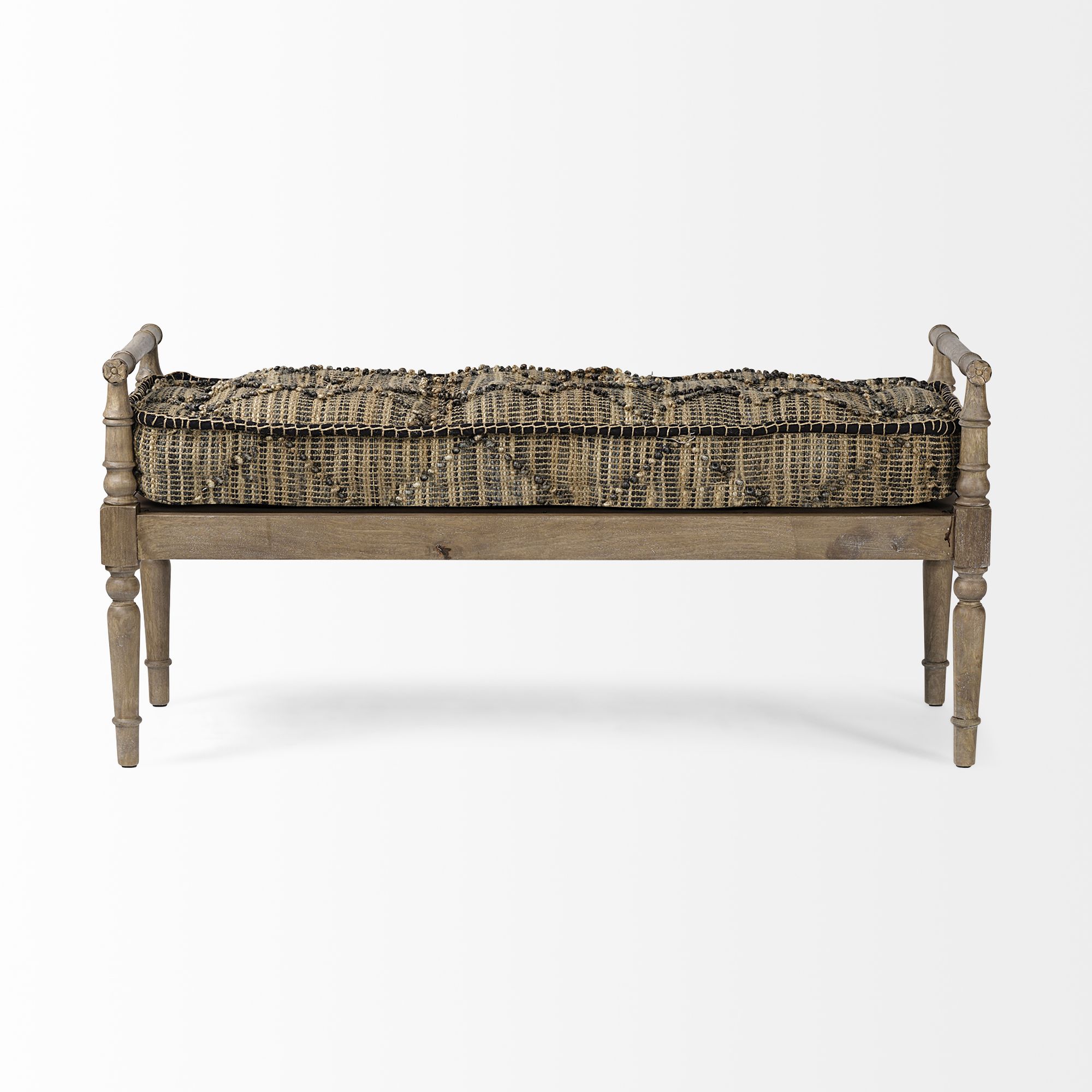 Mercana - Fullerton Bench with Brown Wood Base in Jute