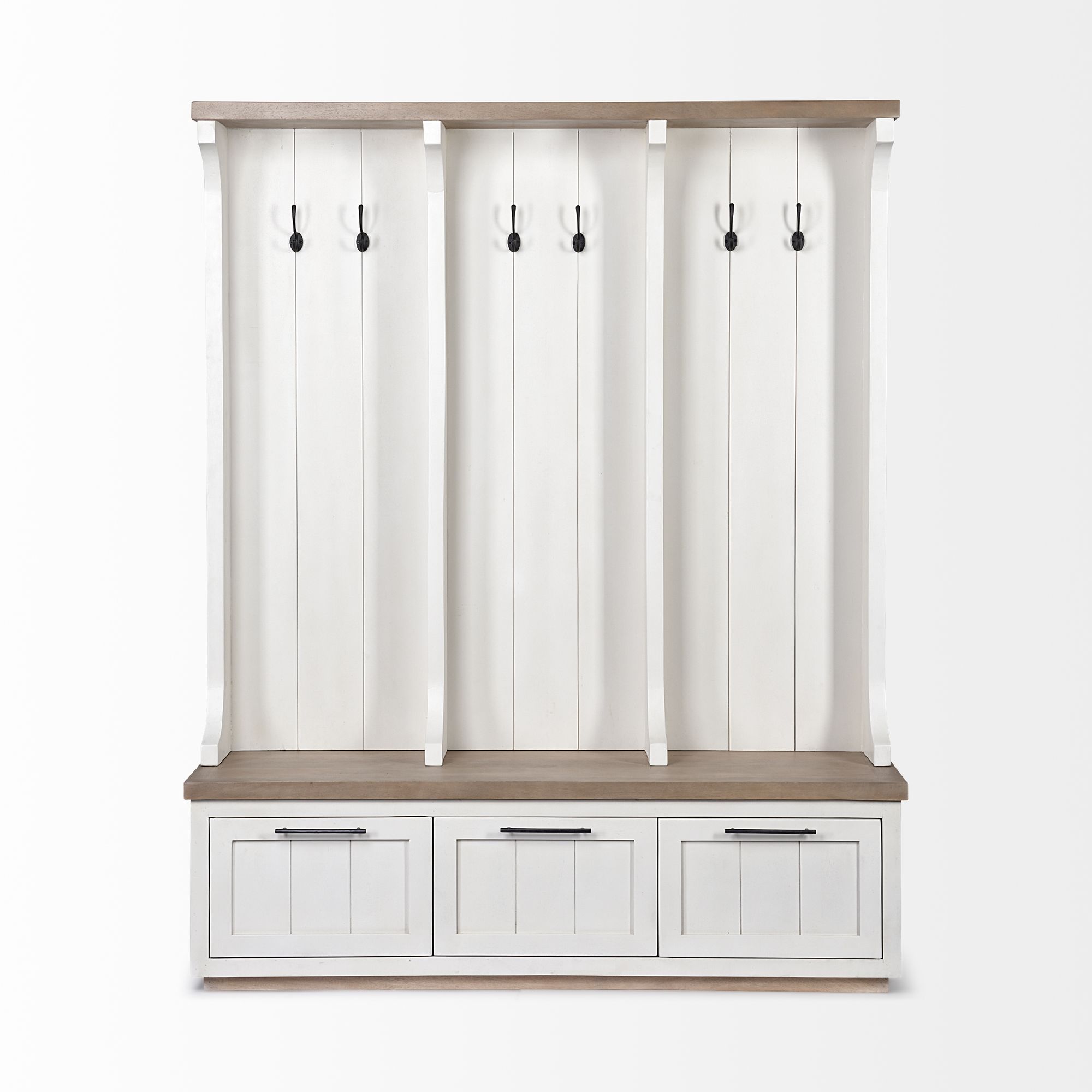 Mercana - Fairview IV White And Brown Wood With Storage Hall Tree