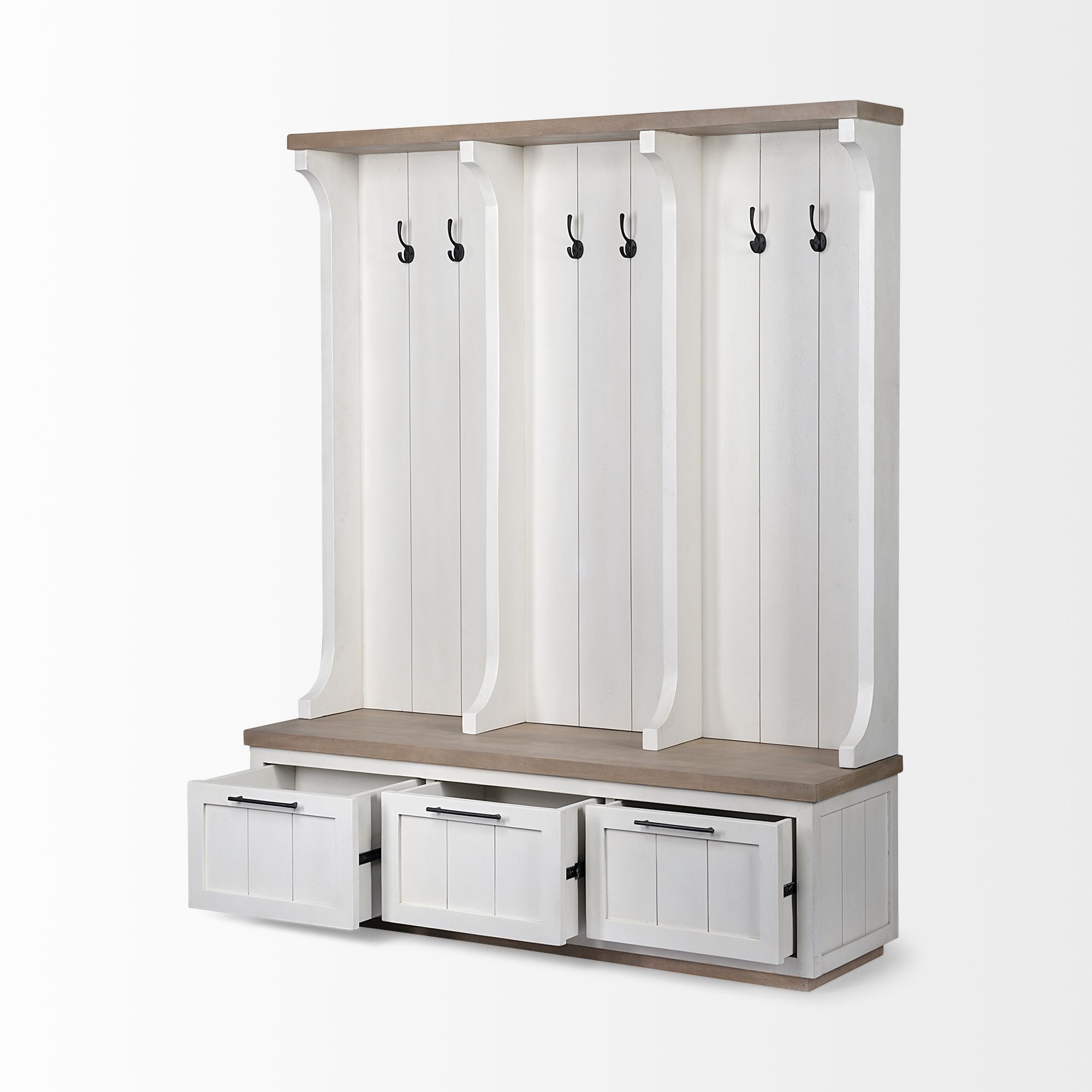 Mercana - Fairview IV White And Brown Wood With Storage Hall Tree