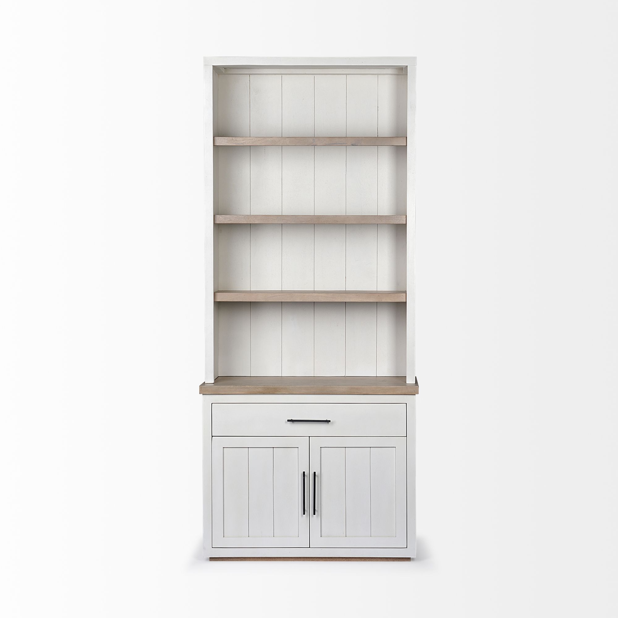 Mercana - Fairview I White and Medium Brown Wood 3 Shelf Shelving Unit