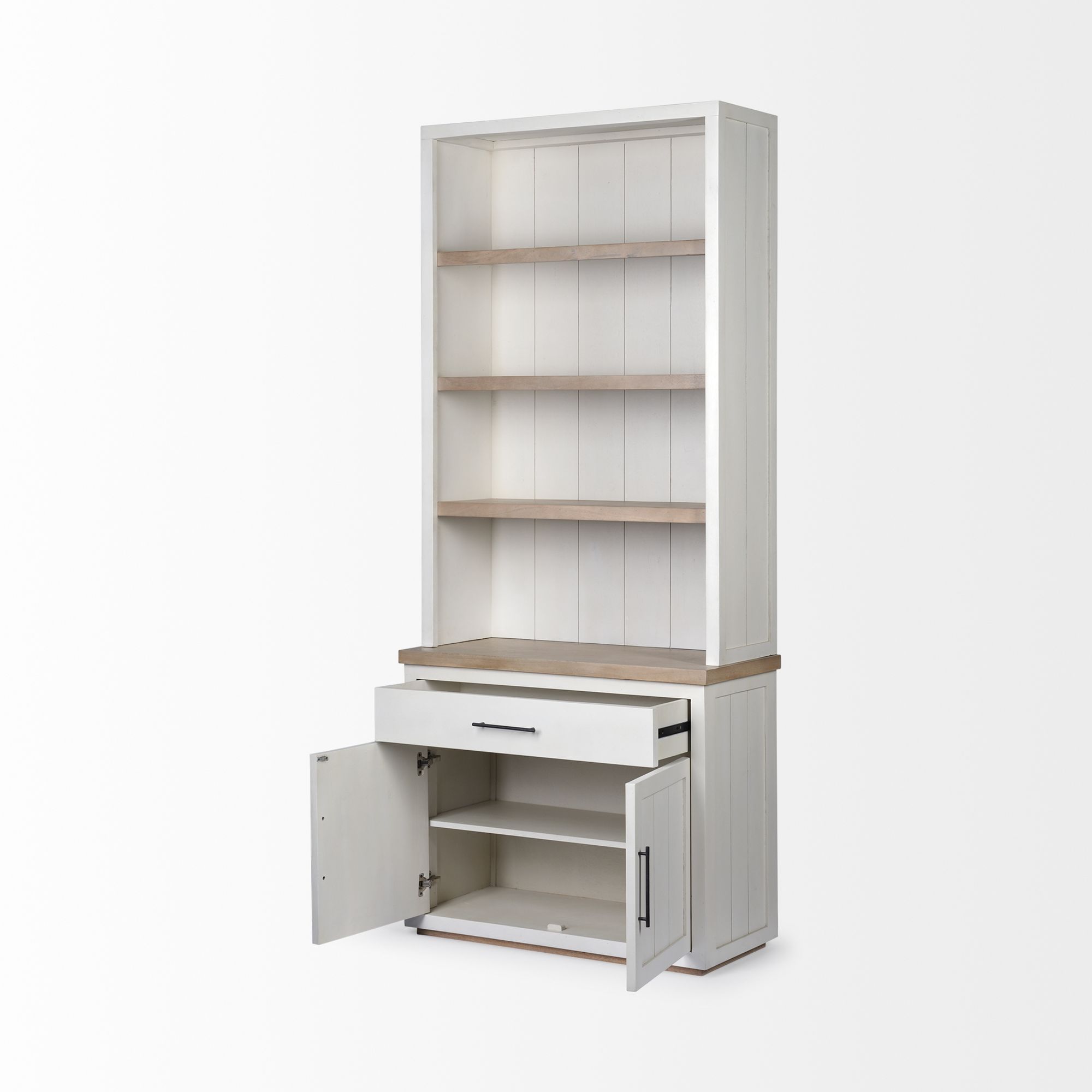 Mercana - Fairview I White and Medium Brown Wood 3 Shelf Shelving Unit