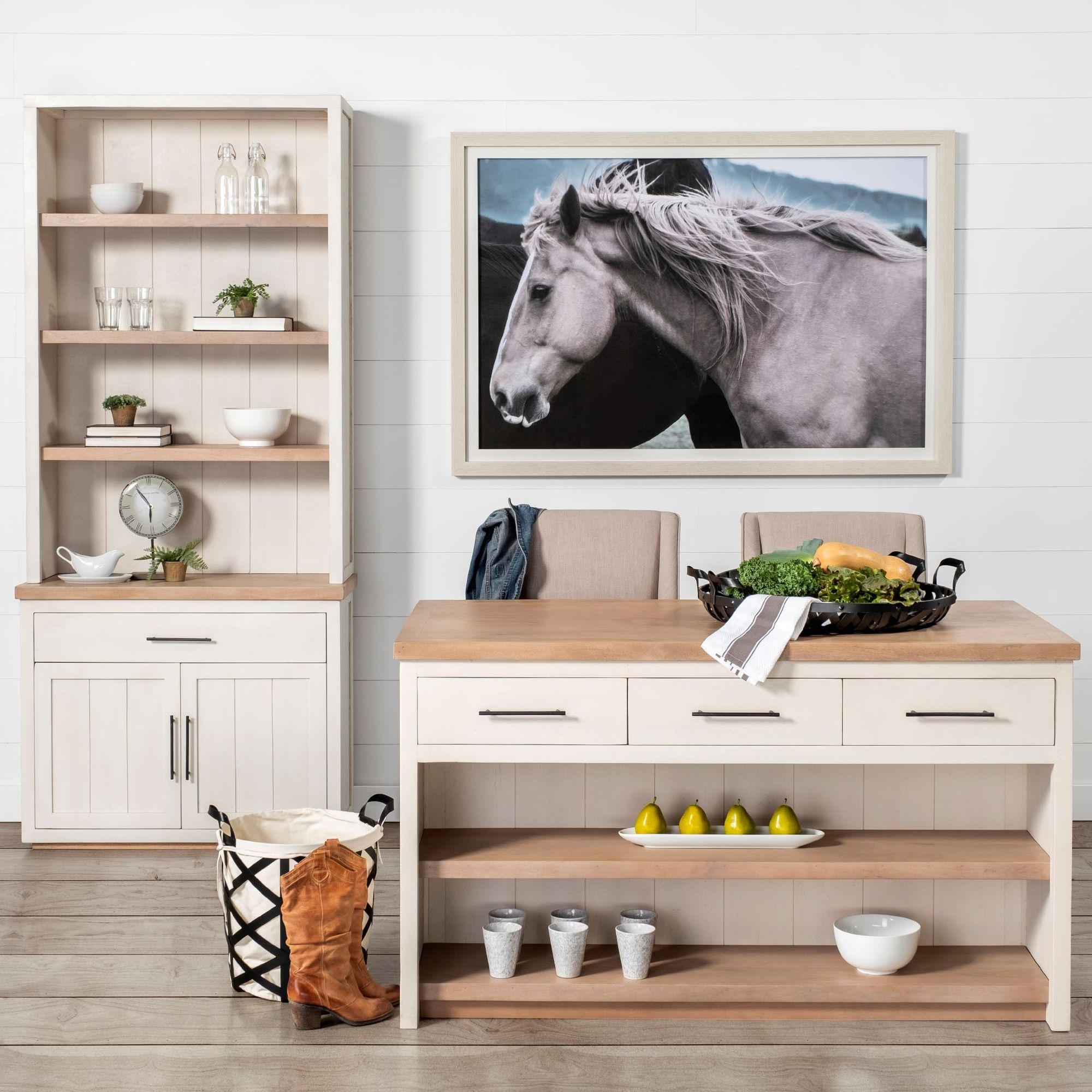 Mercana - Fairview Kitchen Island in White/Brown