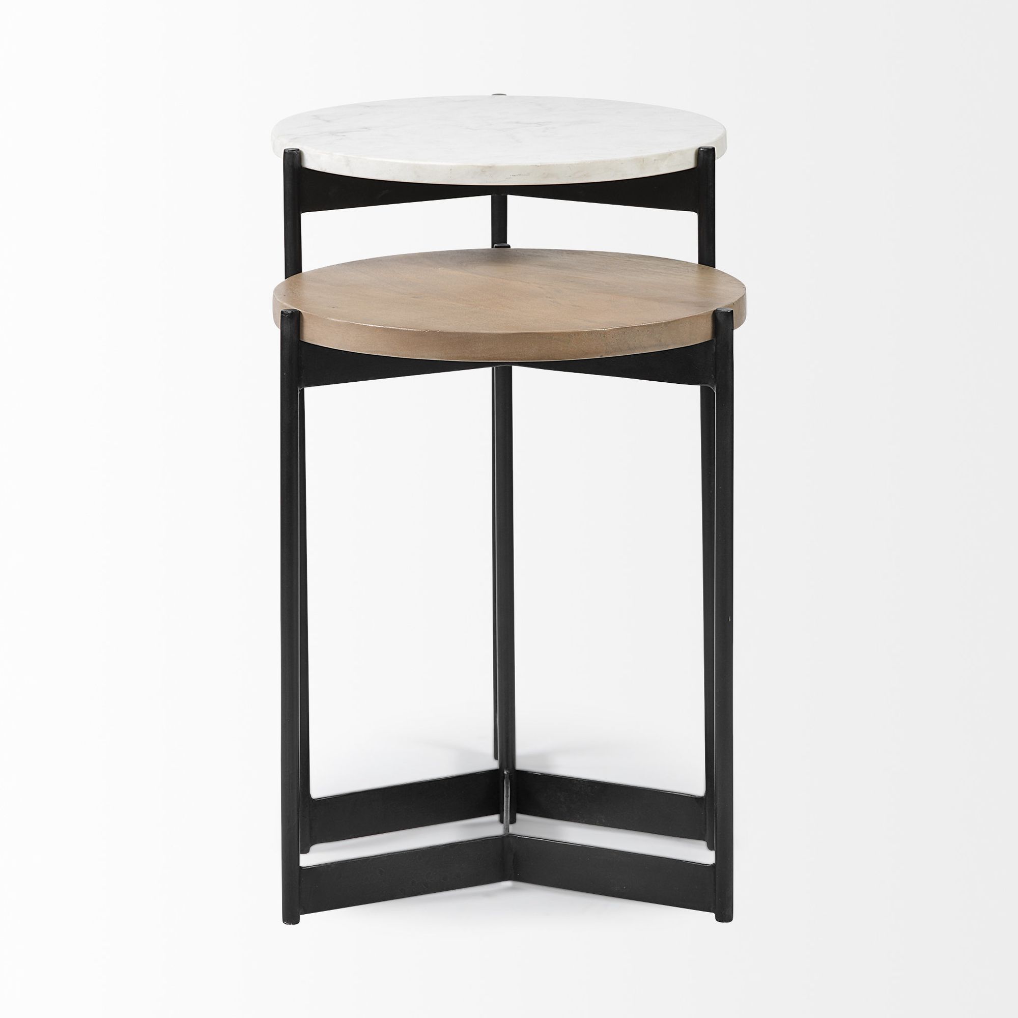 Mercana Larkin Round End Table - Brown/White