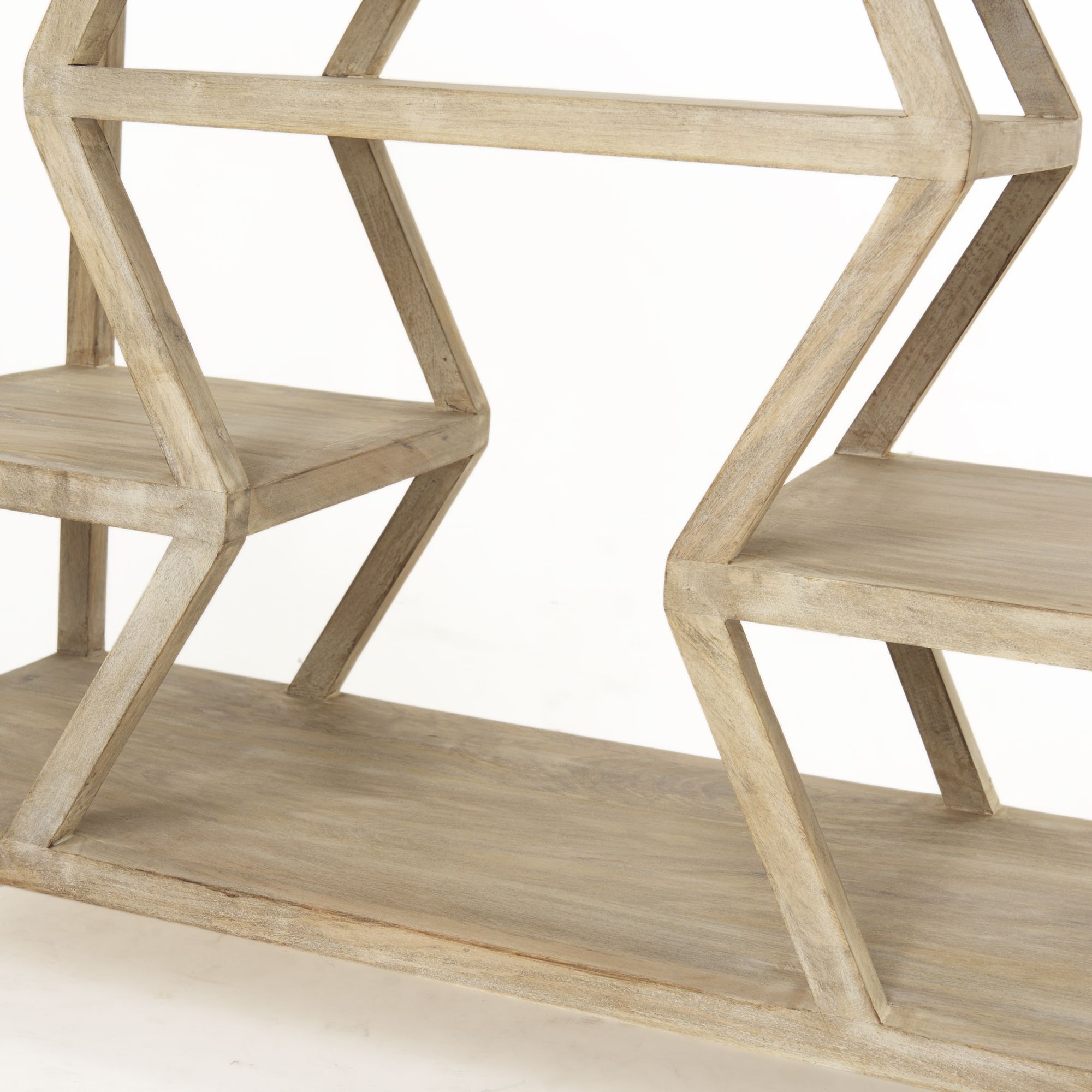 Mercana - Dayton II Natural Wooden Multi-Level Shelf Console Table