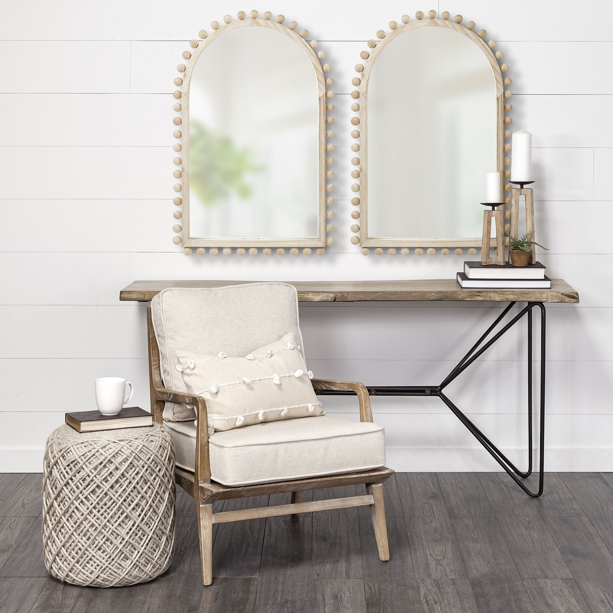 Mercana Leeds Wood Arch Frame Mirror - Natural