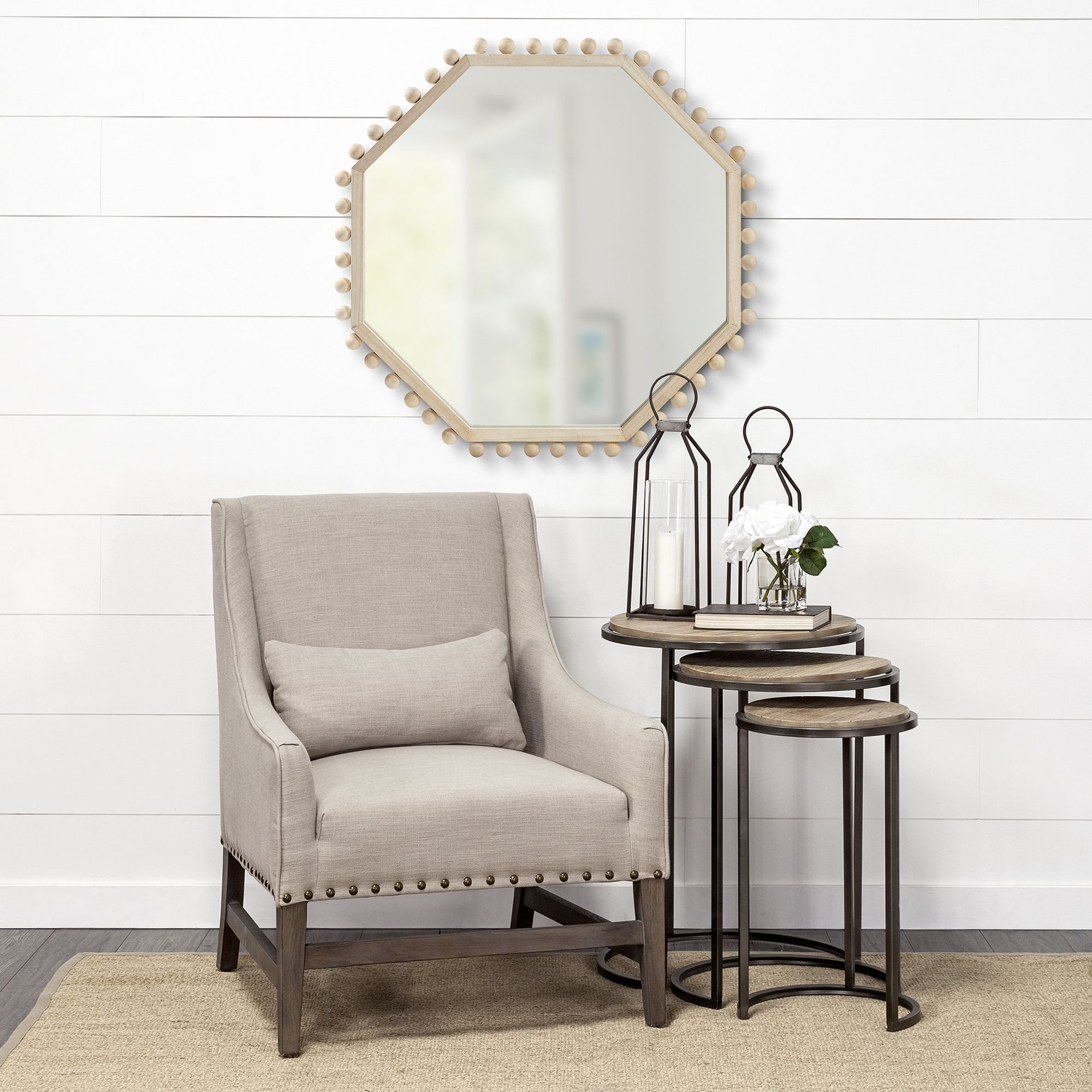 Mercana Torquay Wood Octagon Frame Mirror - Natural