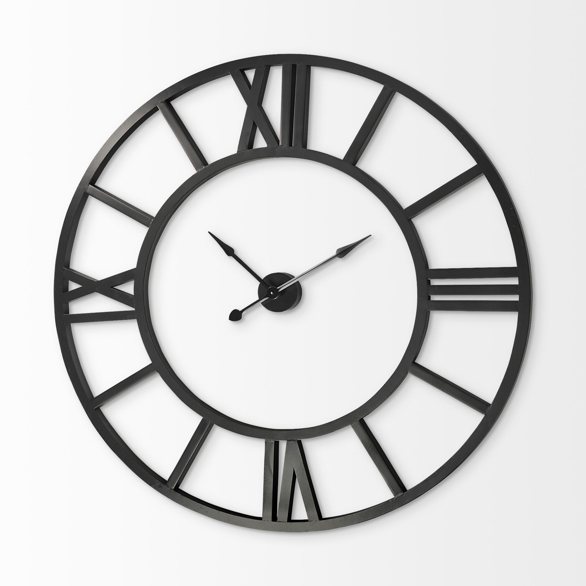 Mercana Stoke 54" Round Industrial Wall Clock - Black