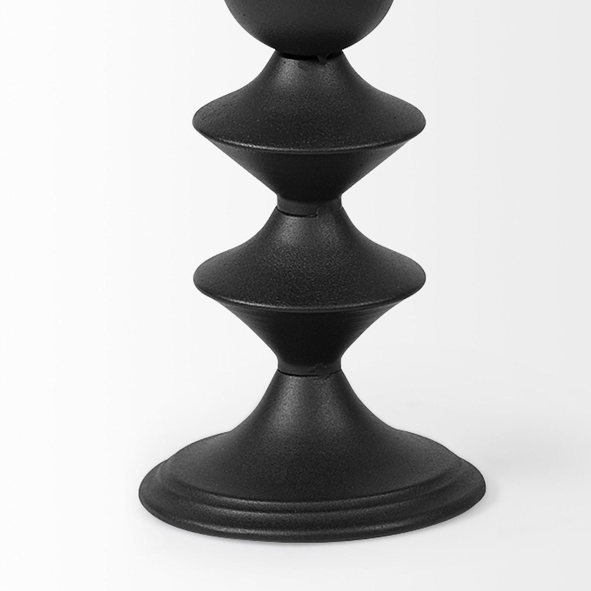 Mercana Candelero II Large Black Metal Grooved Table Candle Holder