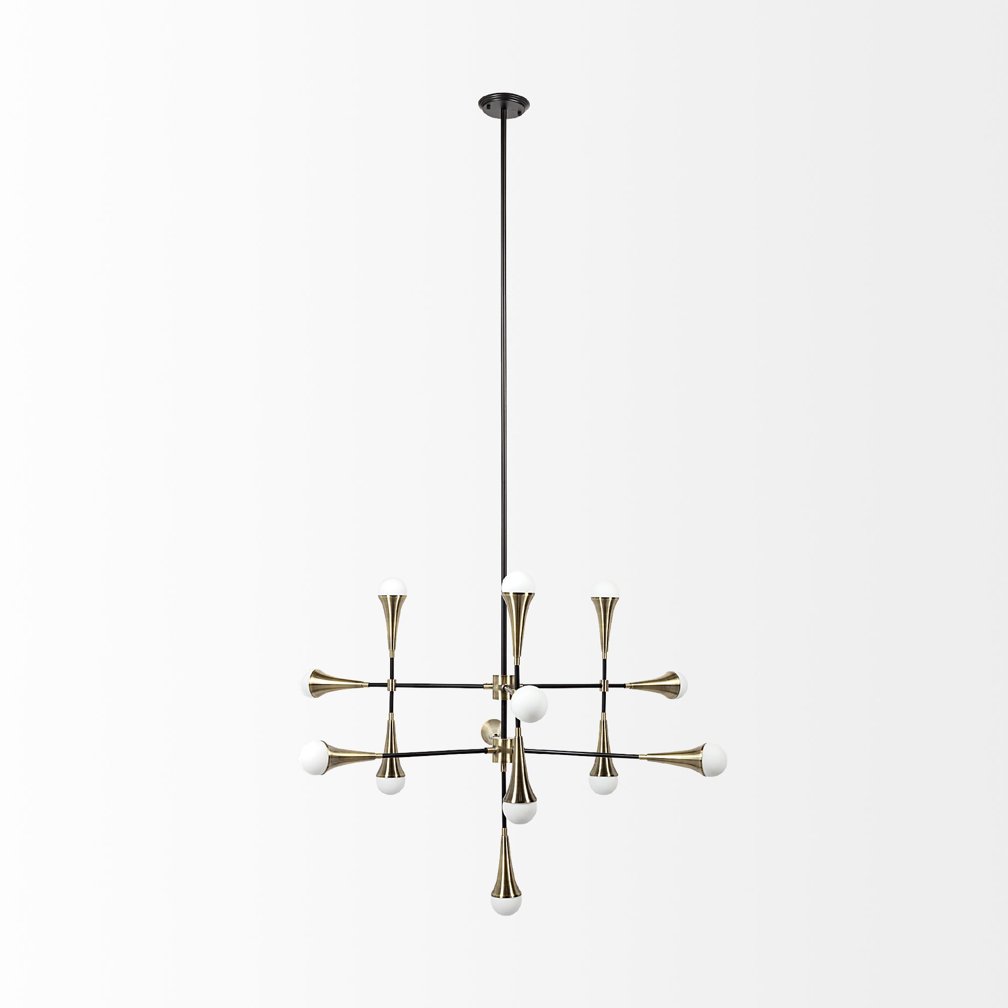 Mercana - Decarlo II Black/Gold Metal Multi-Arm Thirteen Light Chandelier