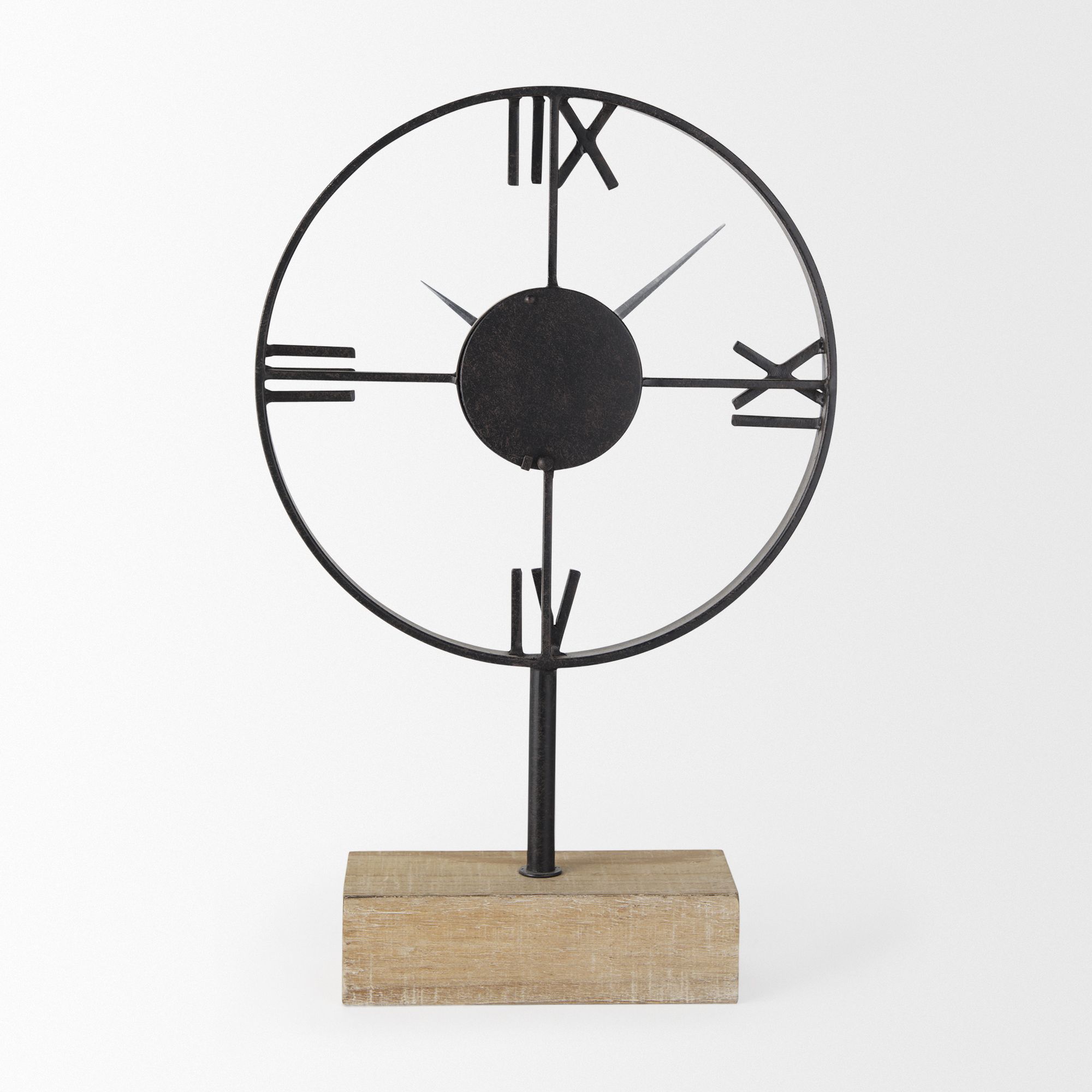 Mercana - Oris Black Metal/Wood Open Frame Table Clock