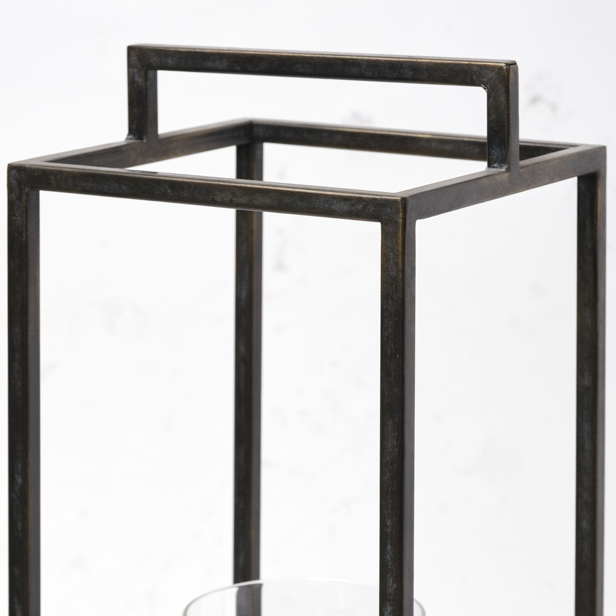 Mercana Orionis 7" Candle Holder Lantern - Black/Brown, Wood