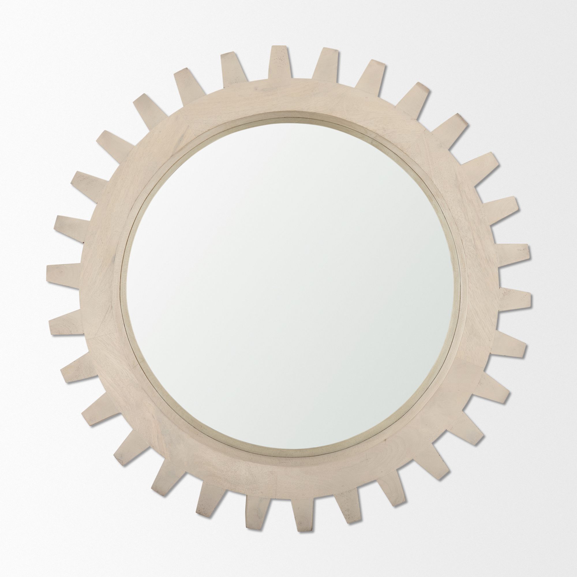 Mercana Sterling Cog II Round 26" Mirror with Wood Frame - White