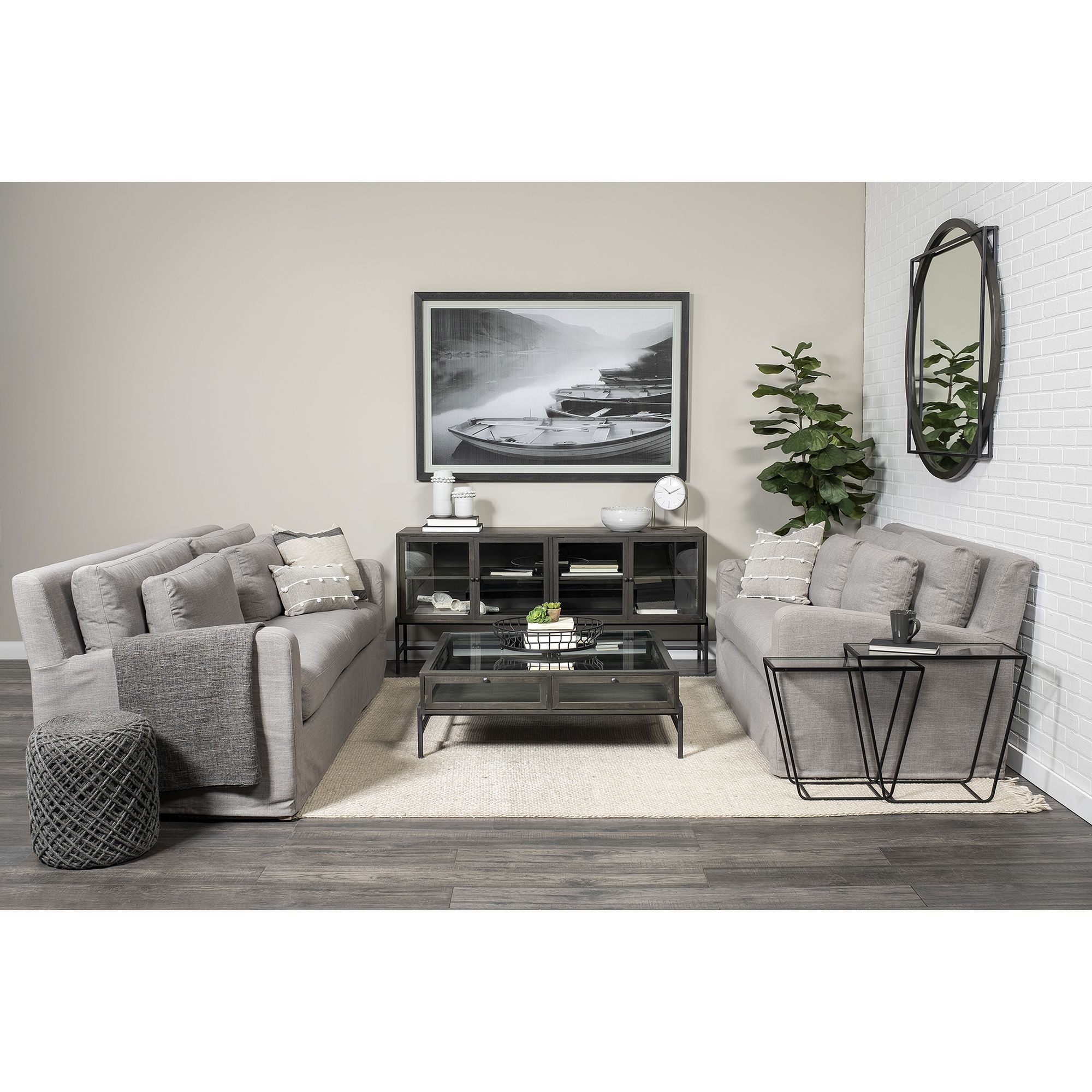 Mercana Denly 2 Seater Slipcover Loveseat - Flint Gray