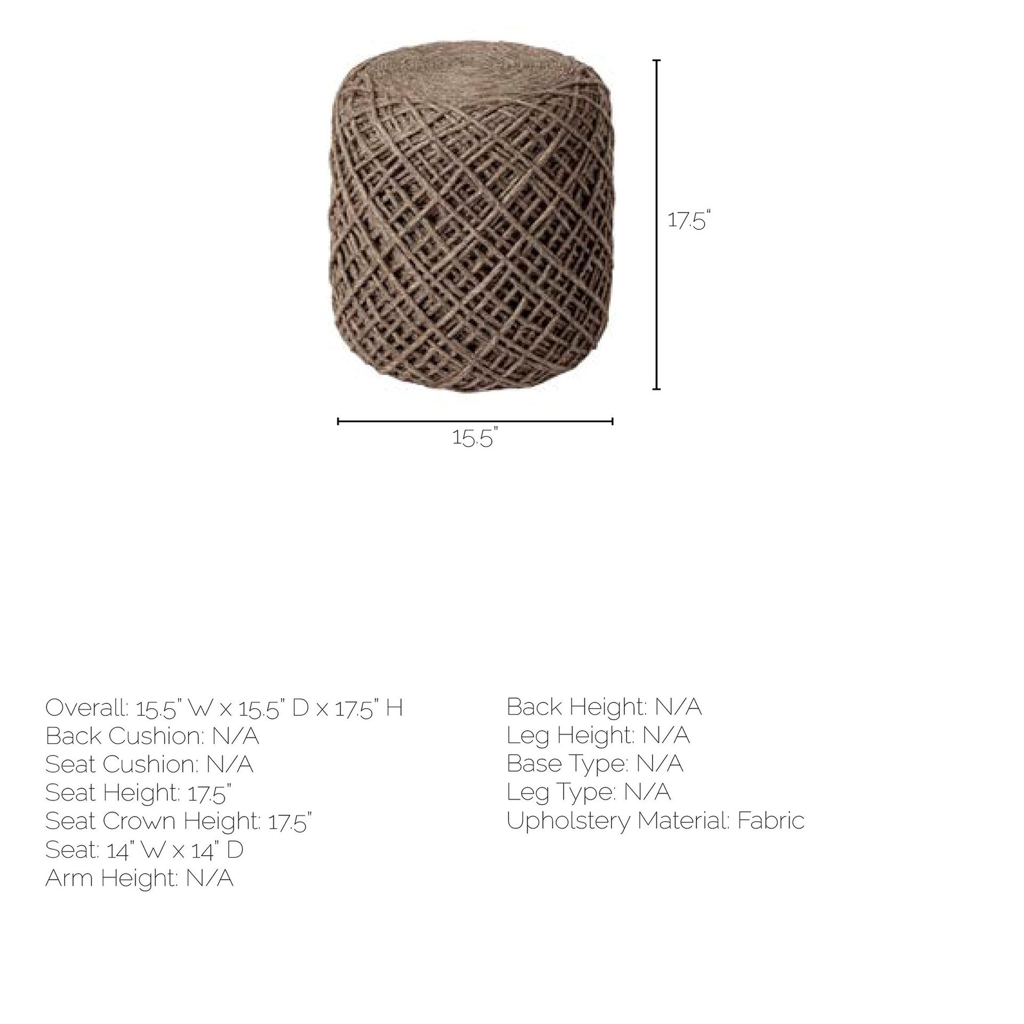 Mercana Allium Cylindrical Pouf - Dark Brown, Wool