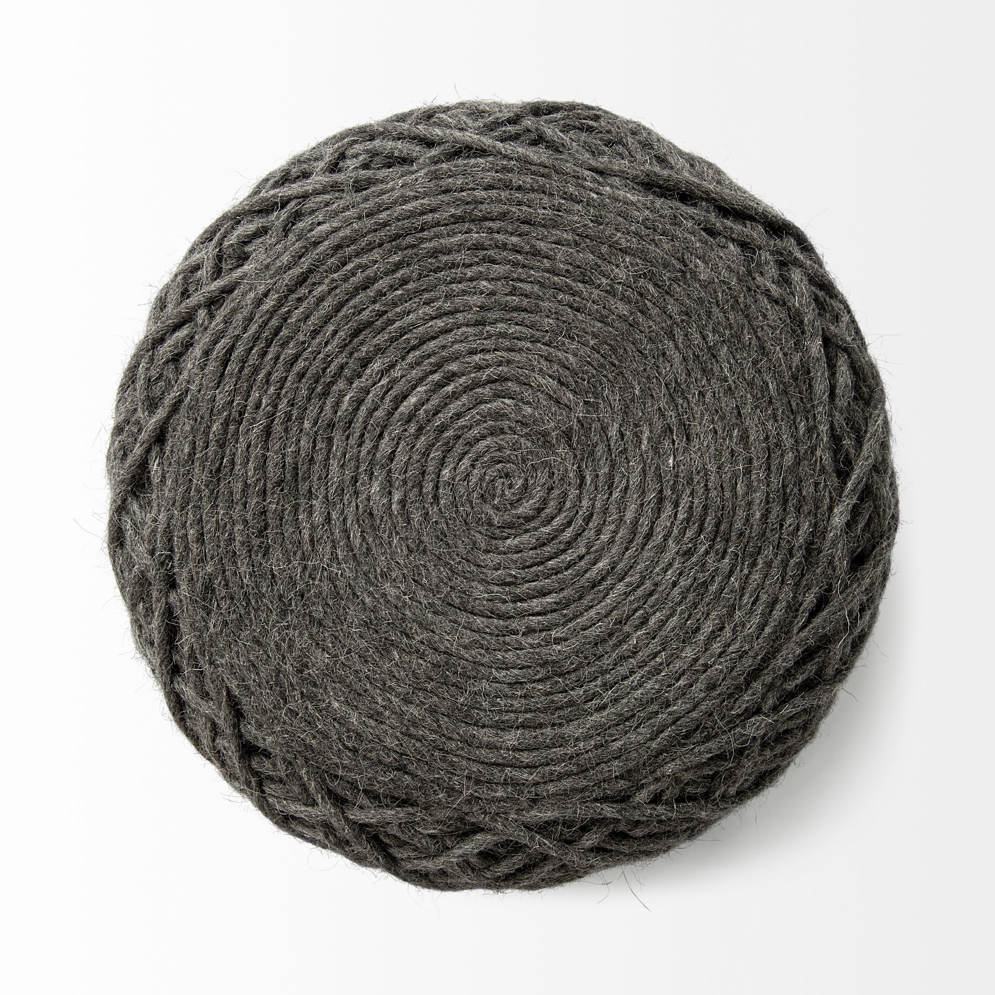 Mercana Allium Cylindrical Pouf - Dark Gray, Wool