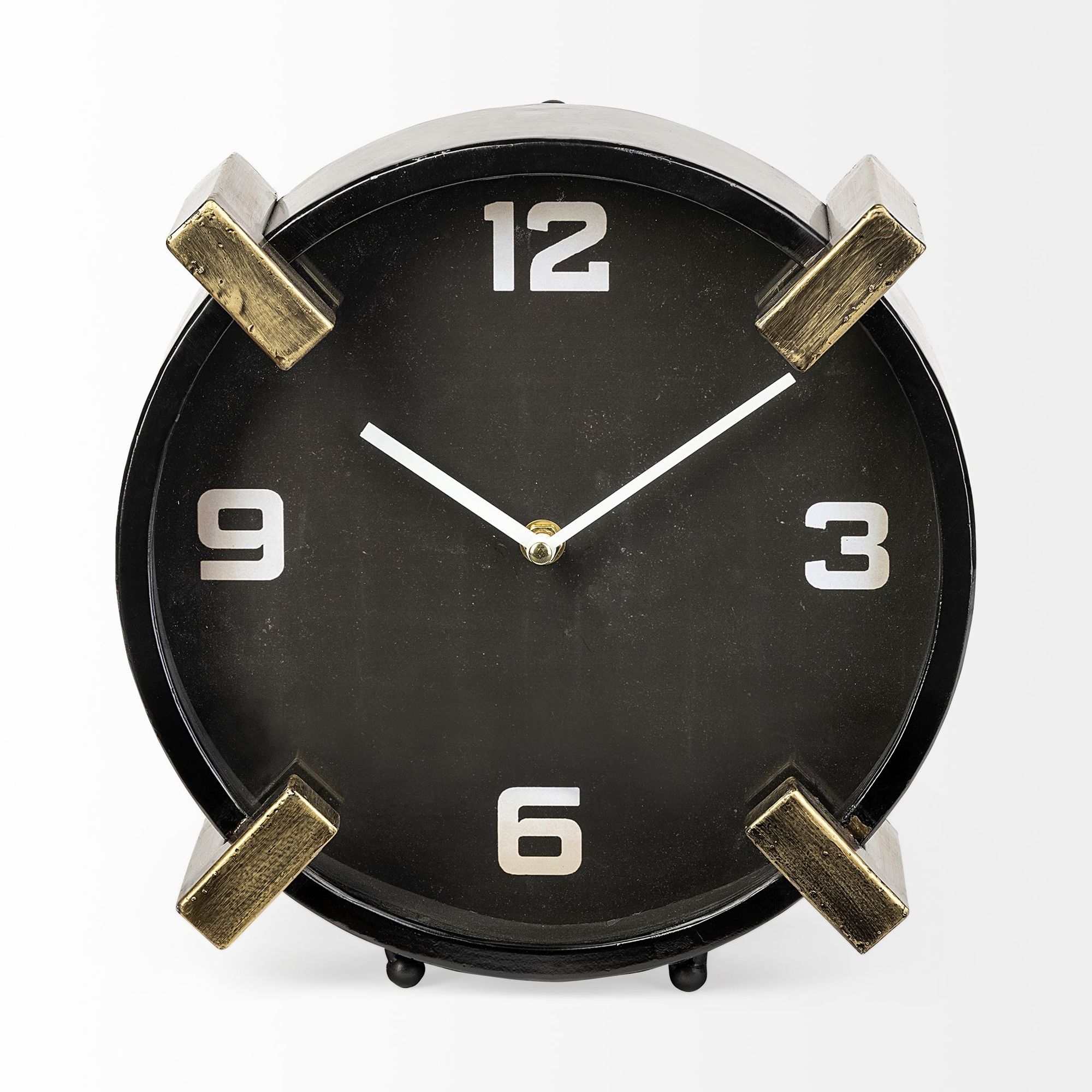 Mercana - Agar Black Metal Round Table Clock