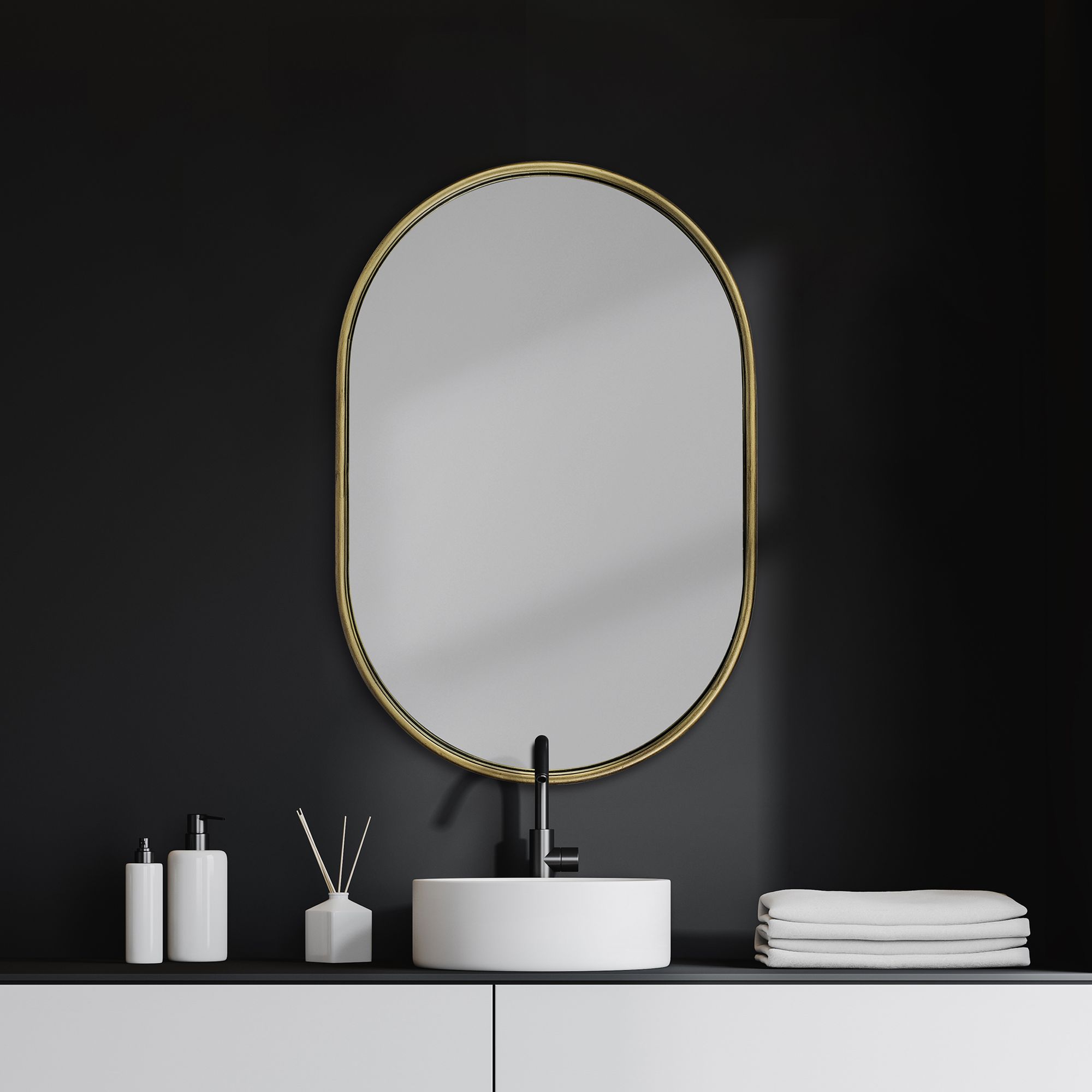 Mercana Sylvia I Oval Frame Wall Mirror - Gold