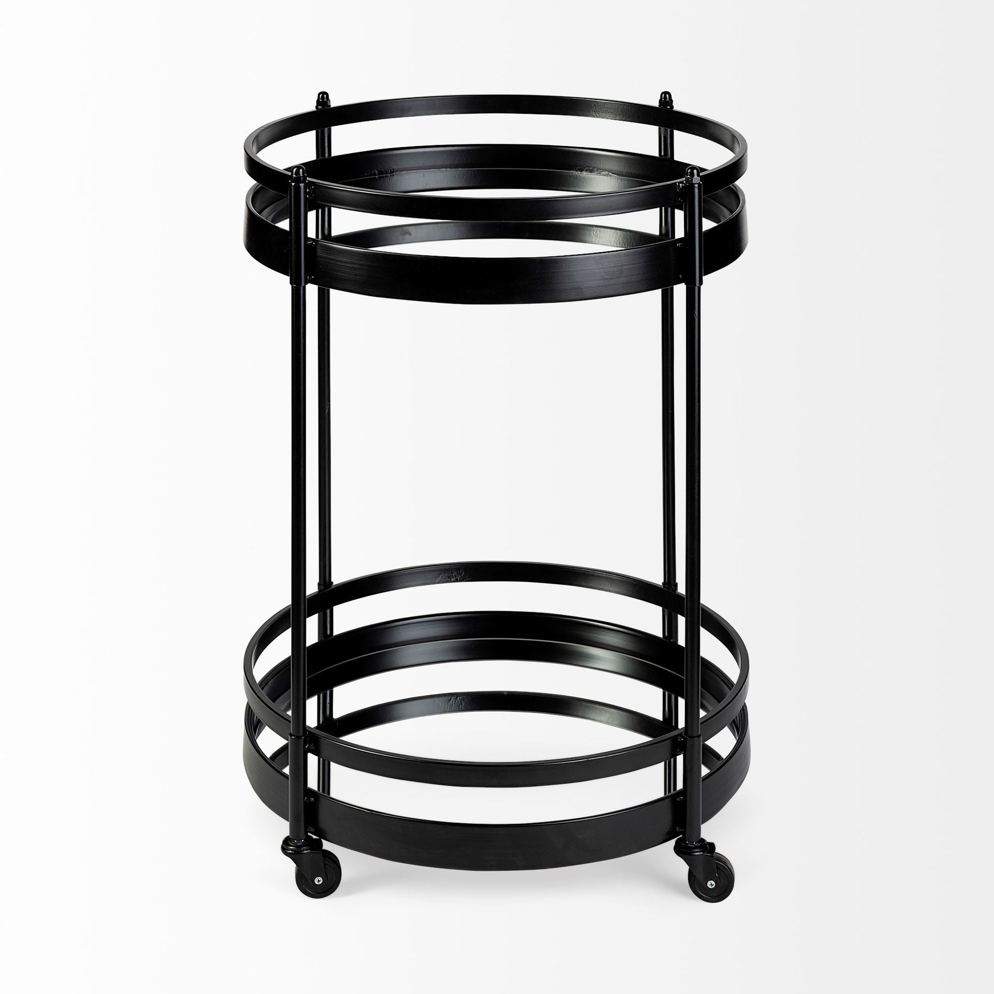 Mercana - Ada 2 Tier Round Bar Cart with Glass Shelf