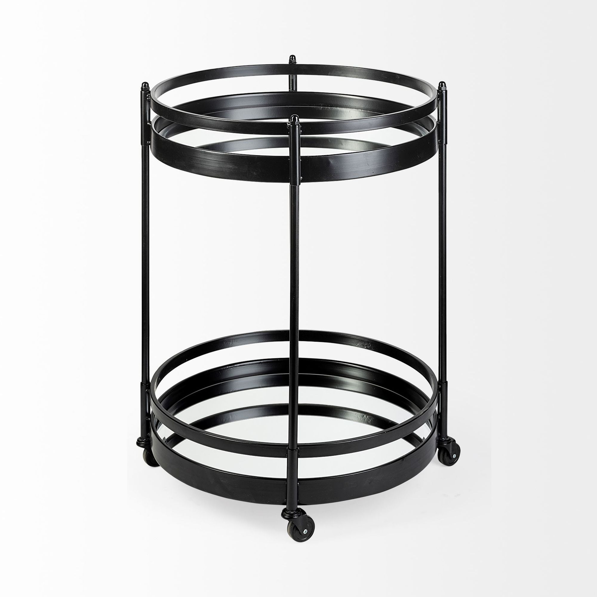 Mercana - Ada 2 Tier Round Bar Cart with Glass Shelf