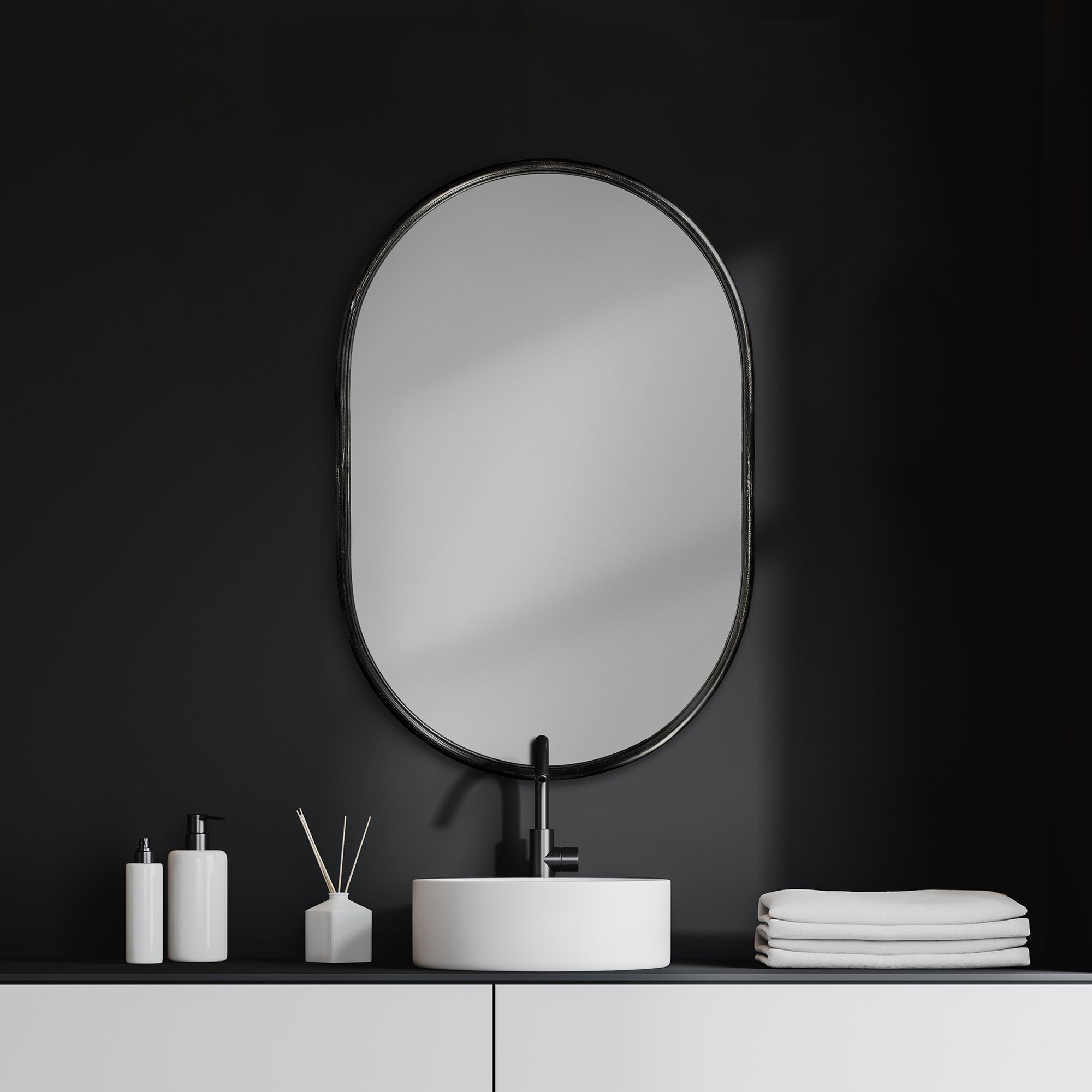 Mercana Sylvia II Oval Frame Mirror - Black