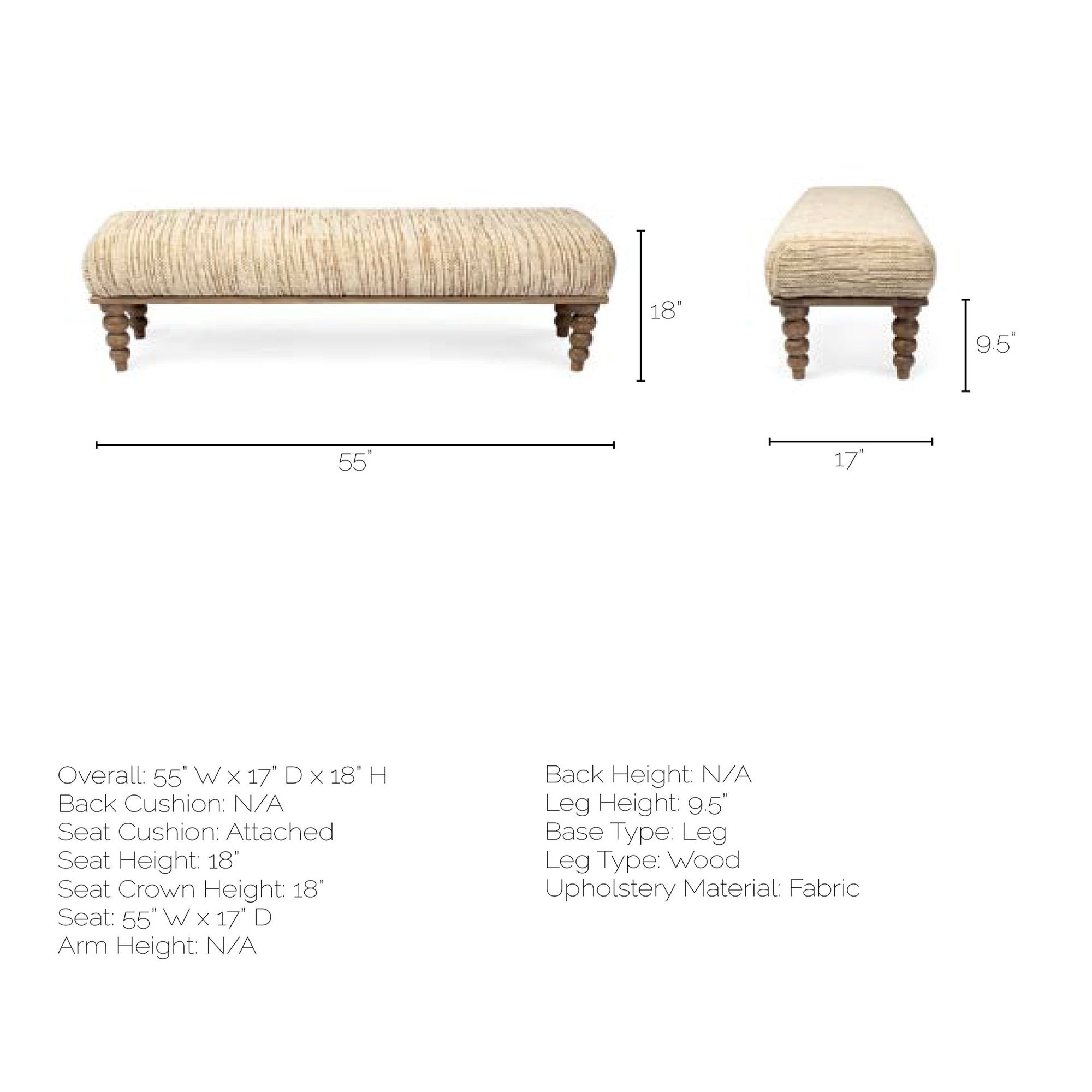 Mercana - Alder II Bench in Cream