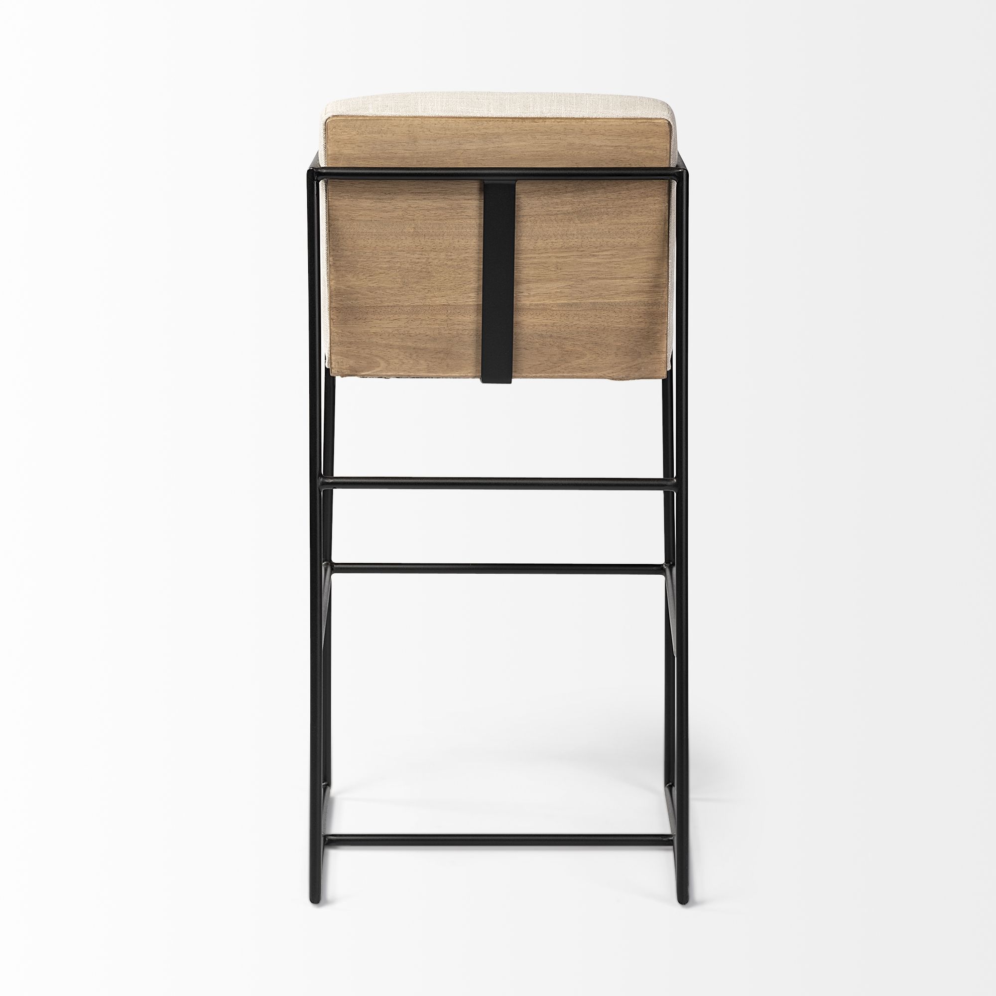 Mercana Stamford 40" Counter Stool with Wood Back, Metal Frame - Beige