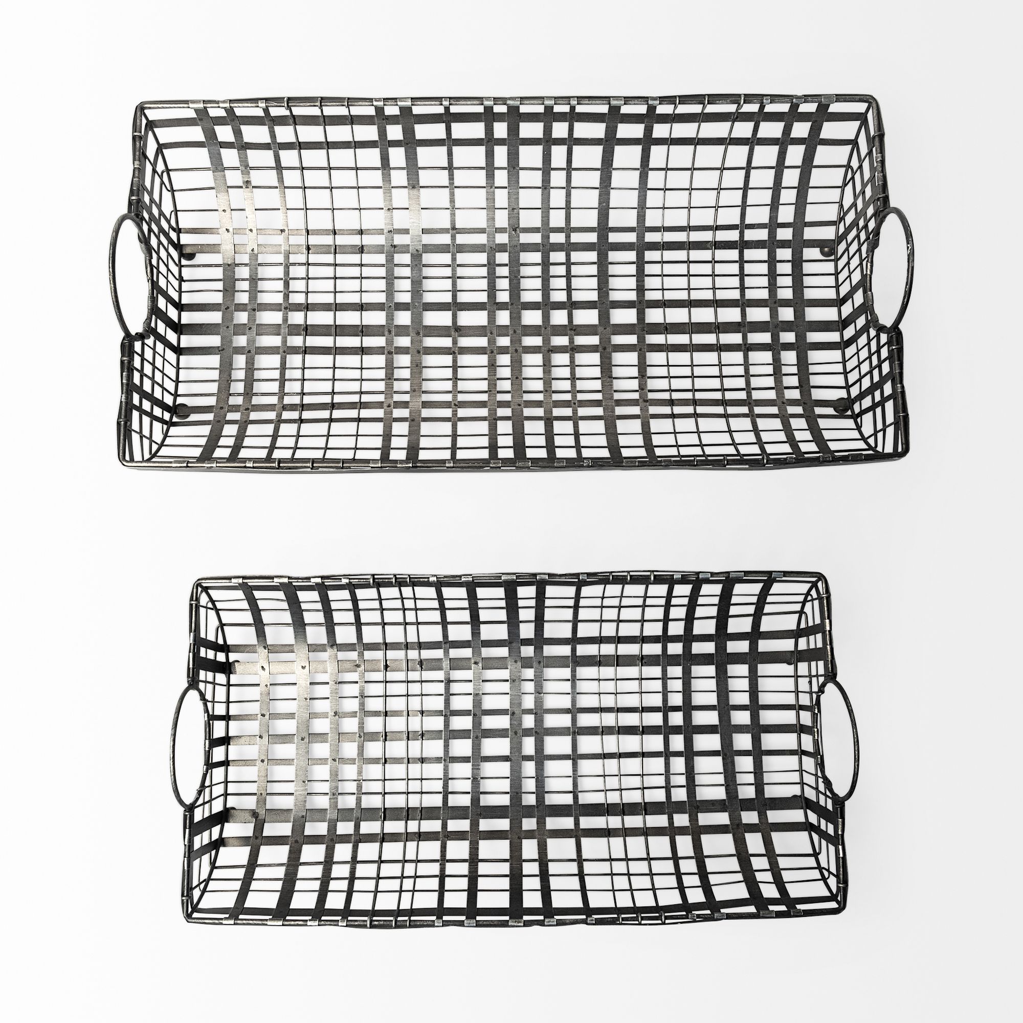 Mercana - Kenneth 24L x 12W Gray Metal Baskets (Set of 2)