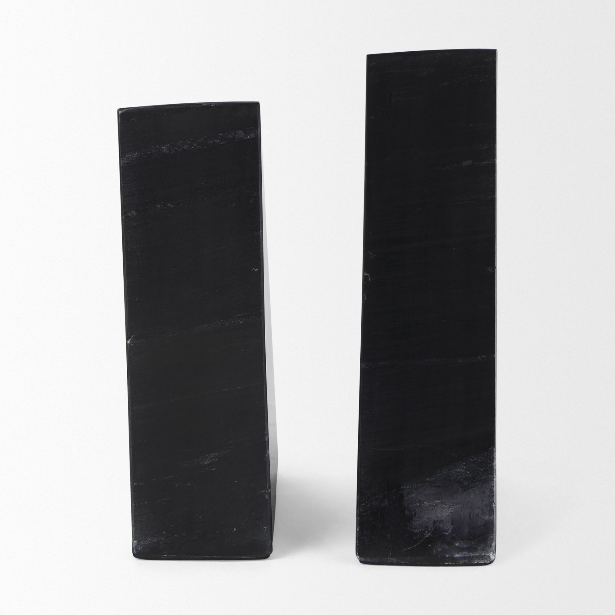 Mercana - Alec 5L x 2W Black Marble Pyramid Bookends (Set of 2)