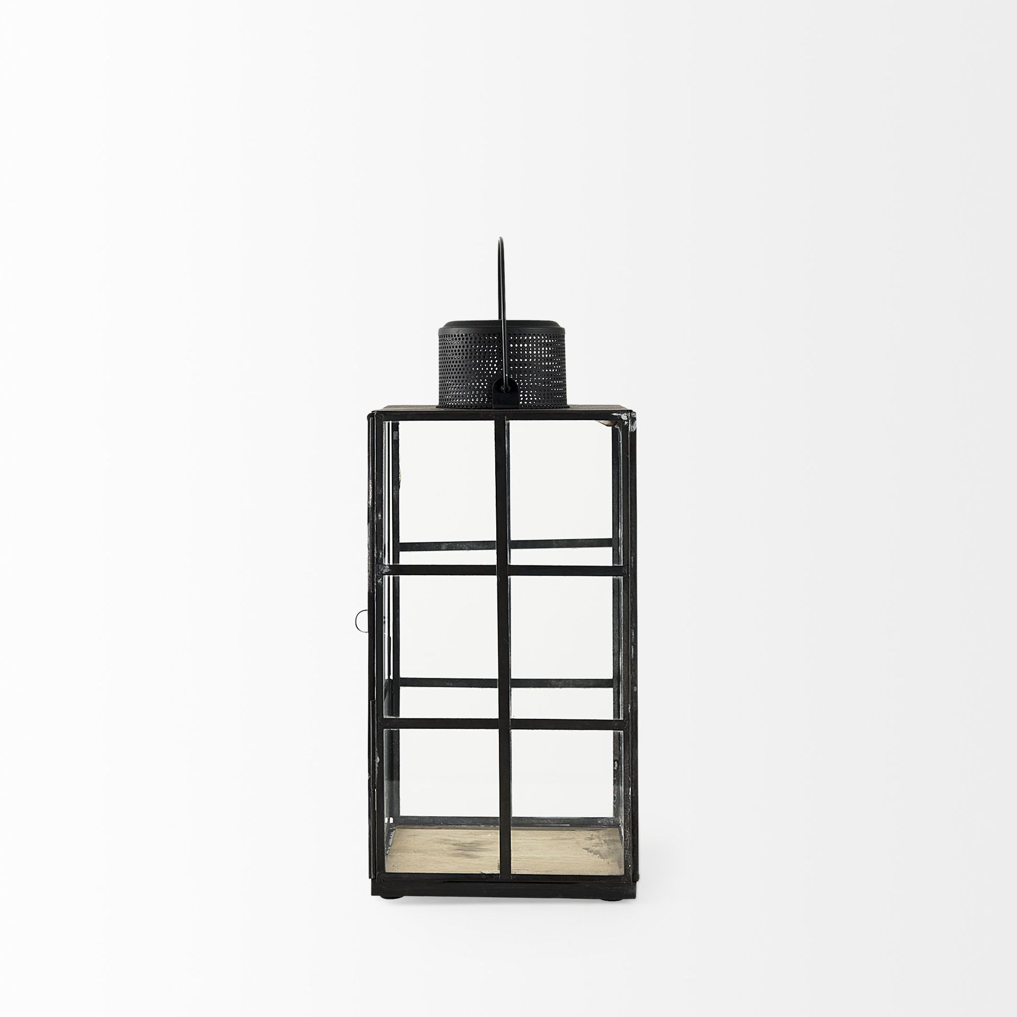 Mercana Gamfield Medium Candle Holder Lantern - Clear/Black, Metal